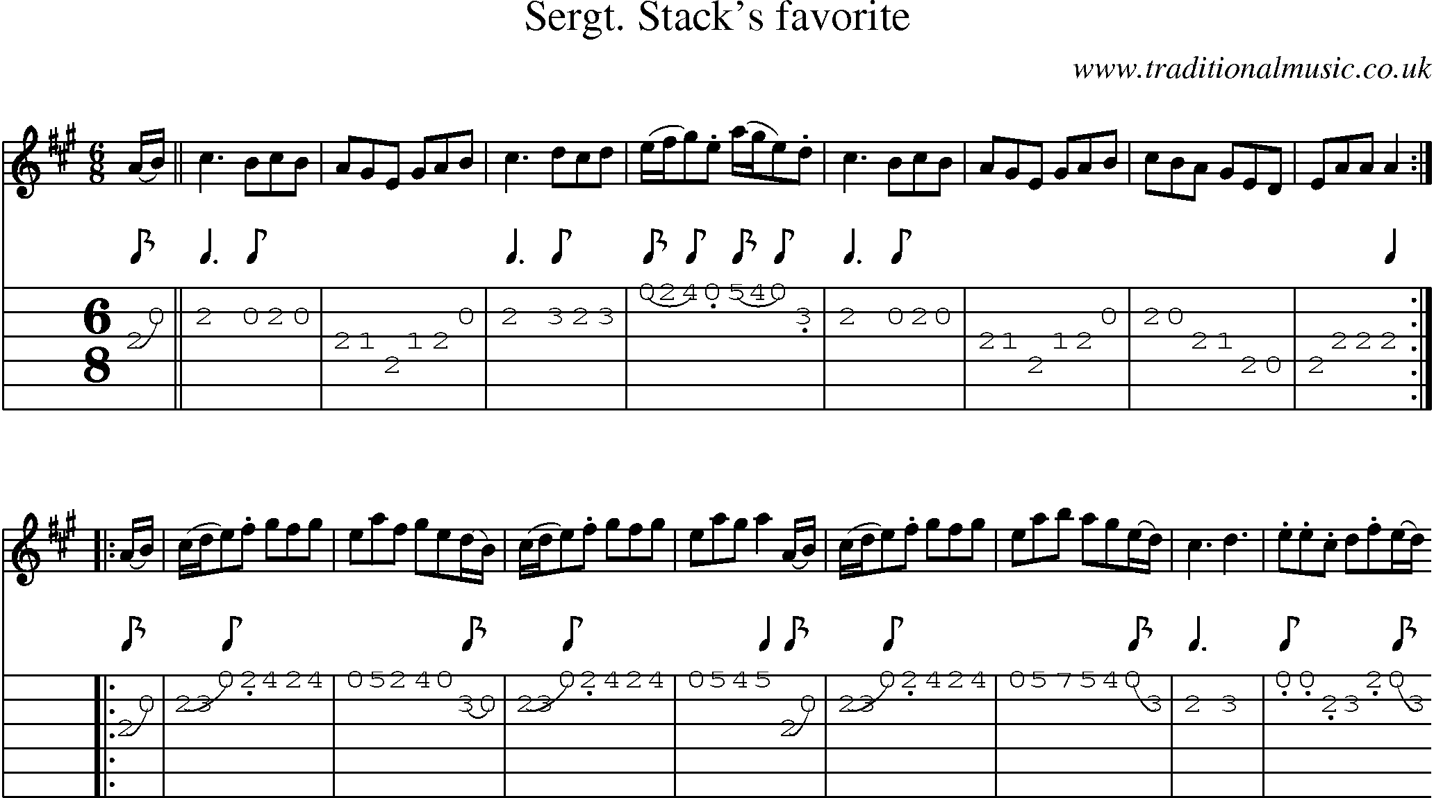 Music Score and Guitar Tabs for Sergt Stacks Favorite