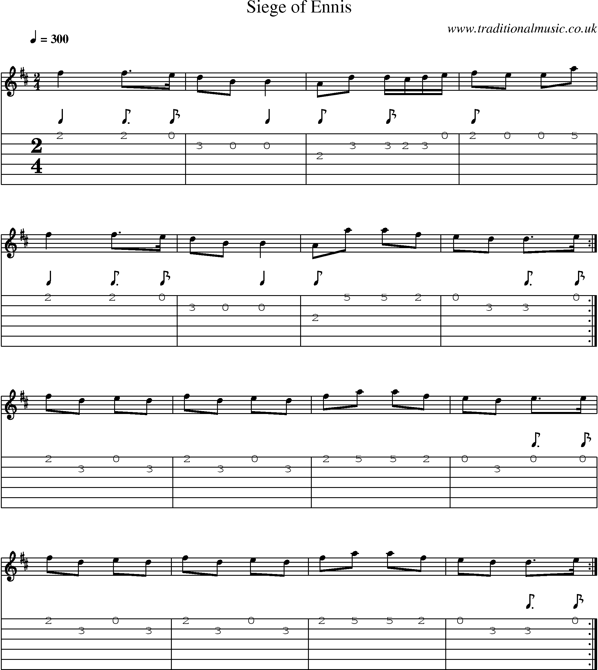 Music Score and Guitar Tabs for Siege Of Ennis