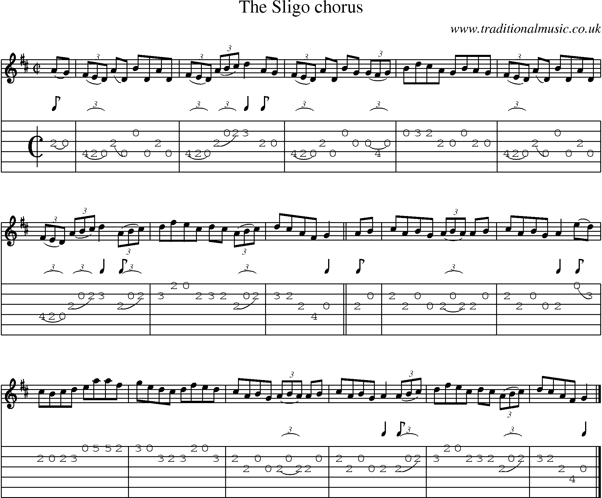 Music Score and Guitar Tabs for Sligo Chorus