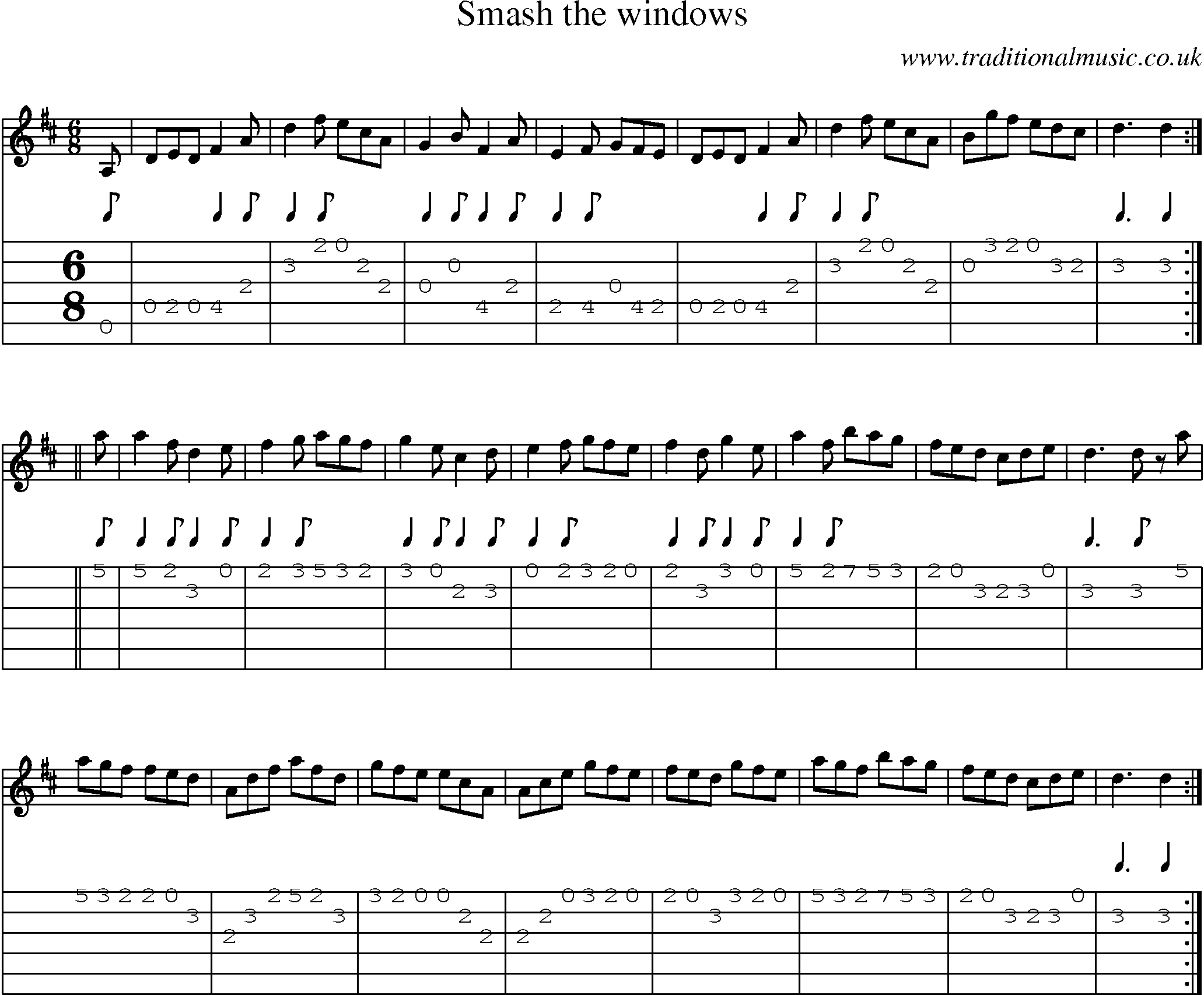 Music Score and Guitar Tabs for Smash The Windows