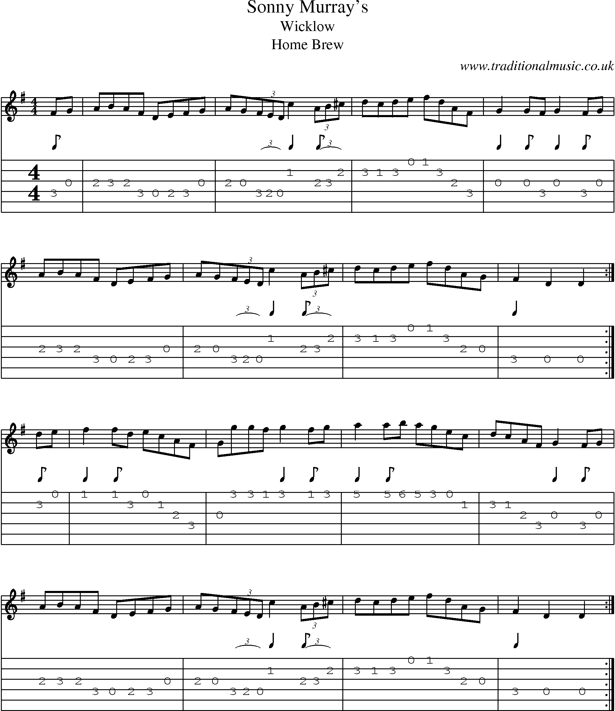Music Score and Guitar Tabs for Sonny Murrays