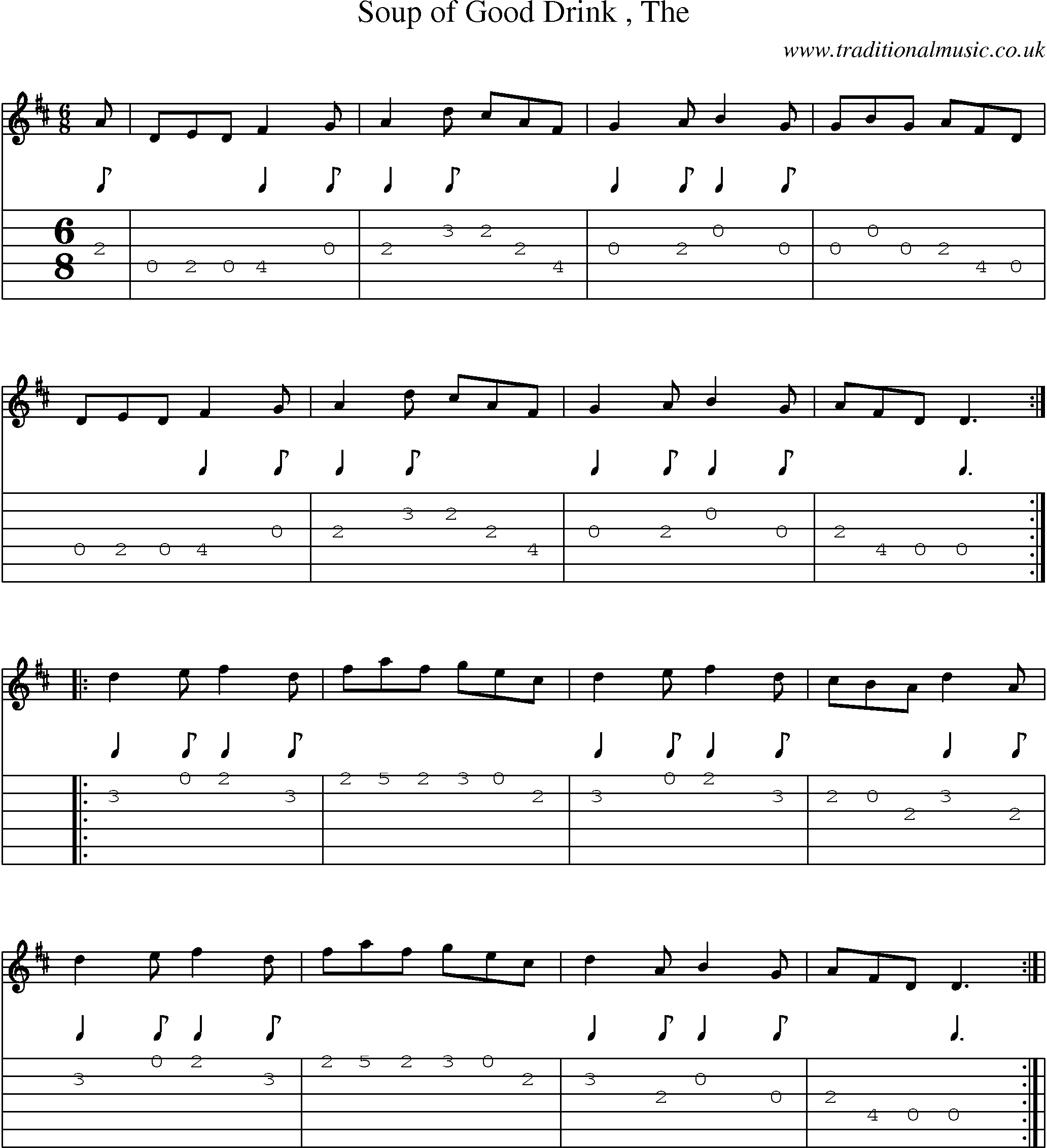 Music Score and Guitar Tabs for Soup Of Good Drink