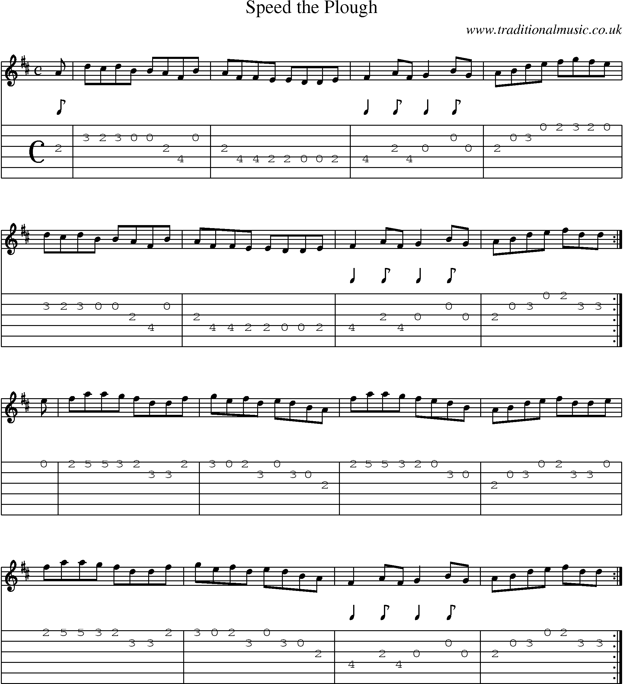 Music Score and Guitar Tabs for Speed Plough
