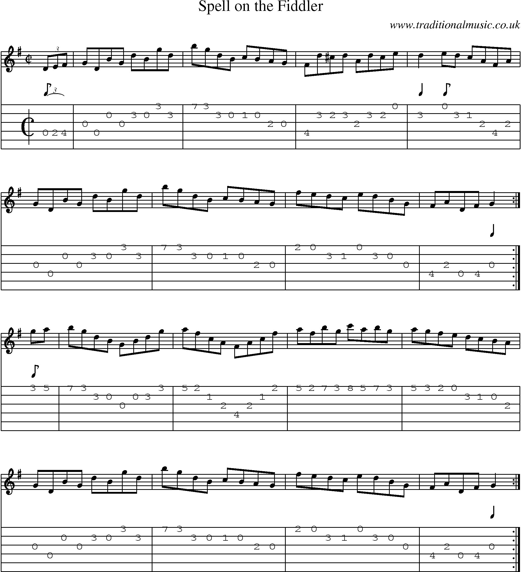 Music Score and Guitar Tabs for Spell On Fiddler