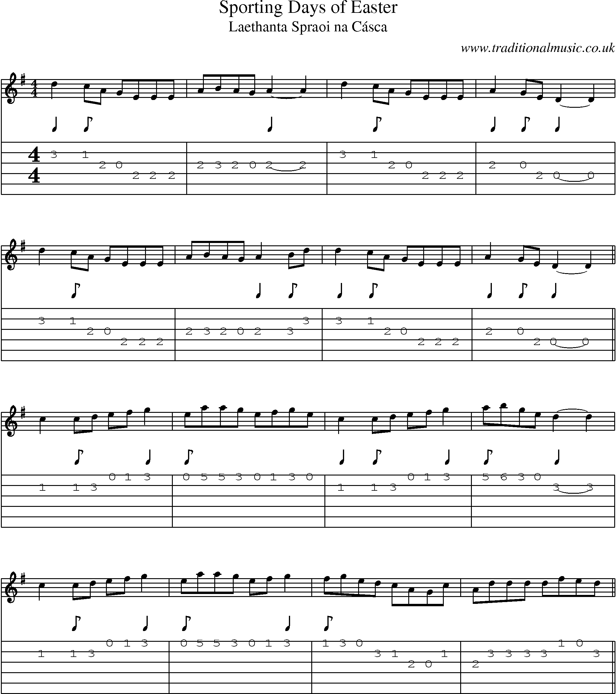 Music Score and Guitar Tabs for Sporting Days Of Easter