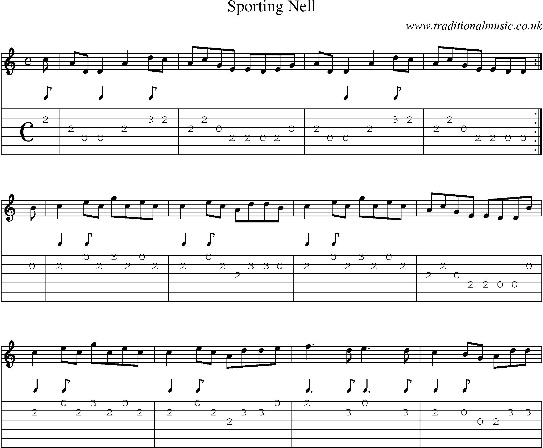 Music Score and Guitar Tabs for Sporting Nell