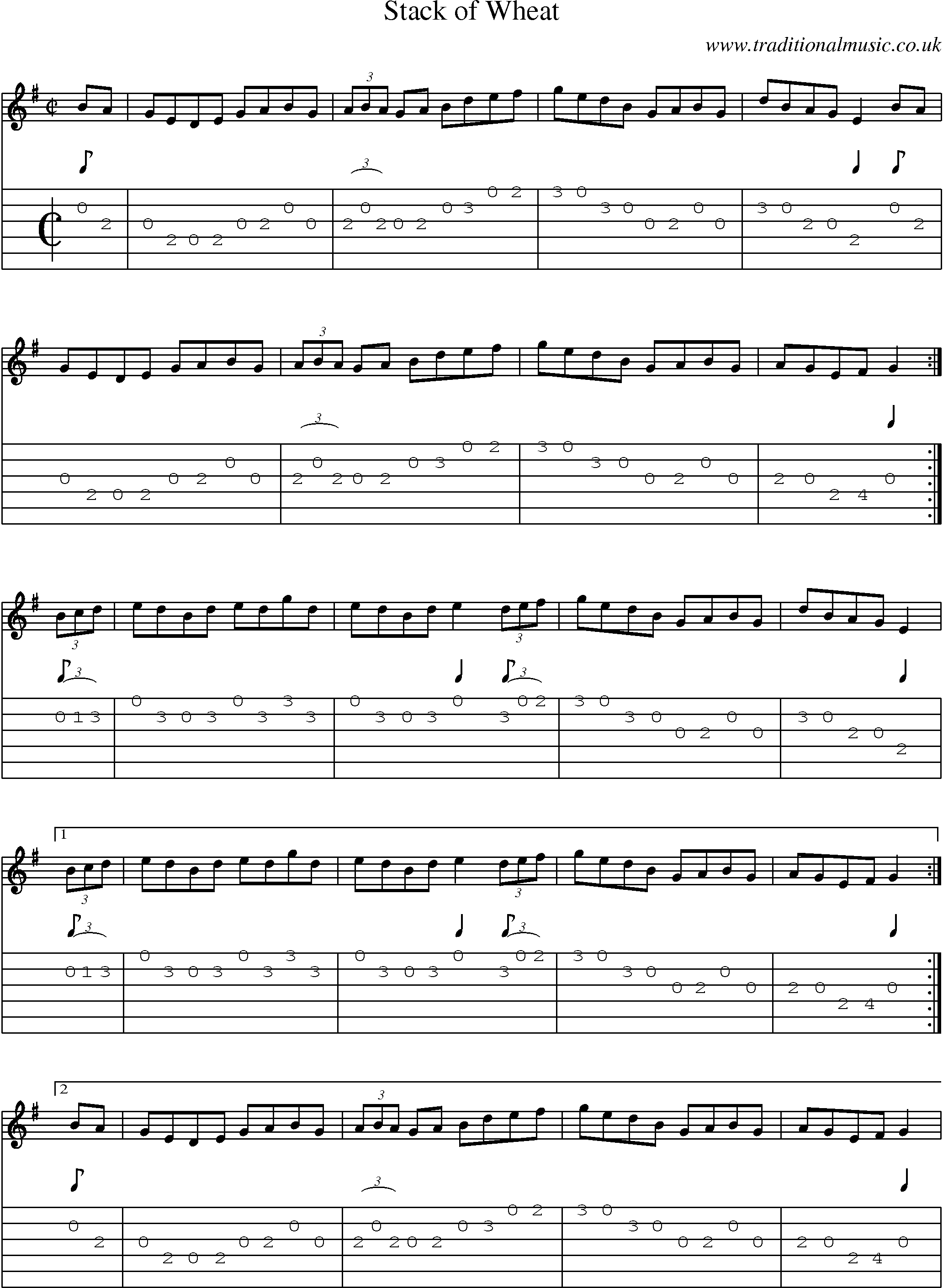 Music Score and Guitar Tabs for Stack Of Wheat