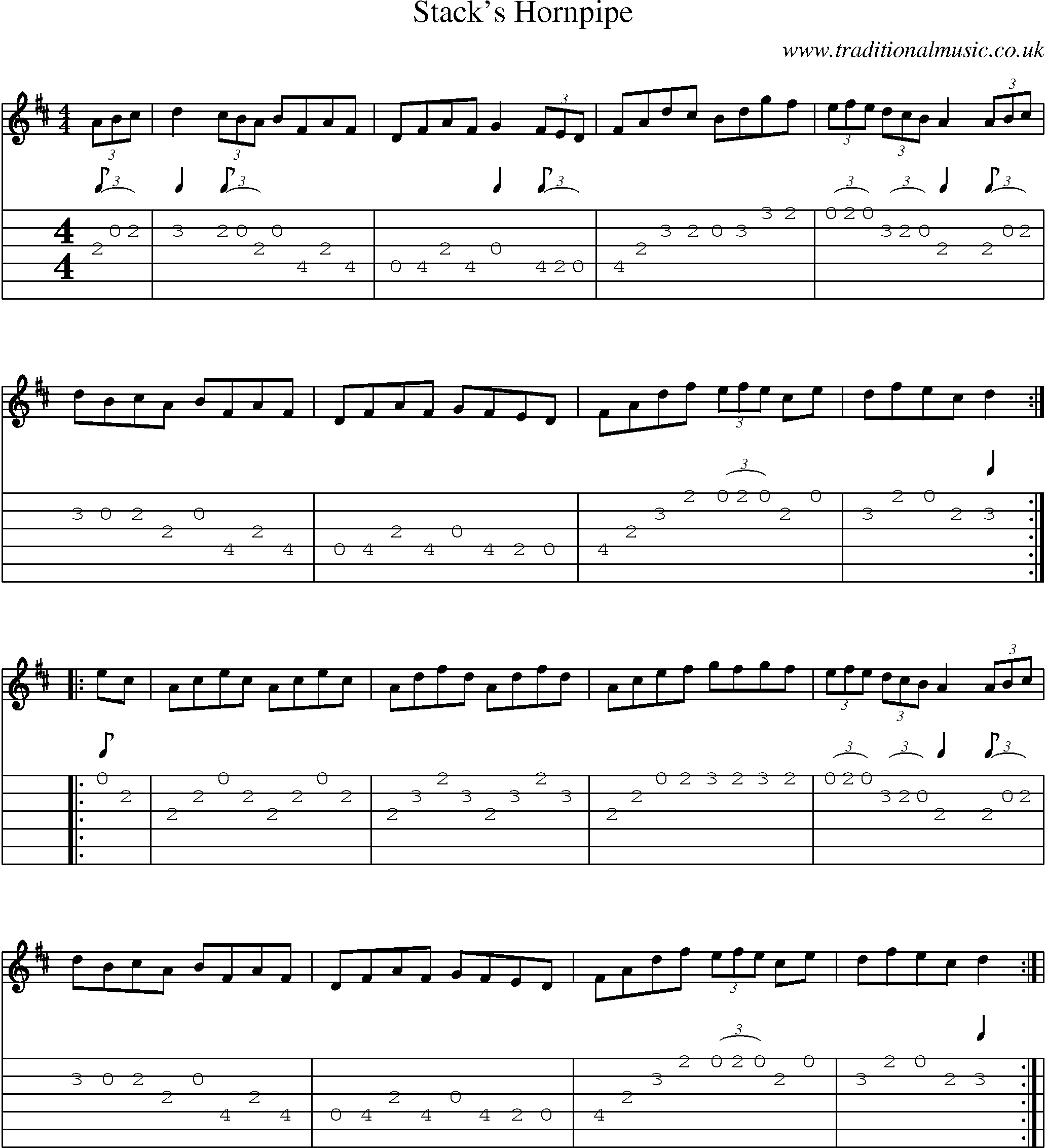 Music Score and Guitar Tabs for Stacks Hornpipe