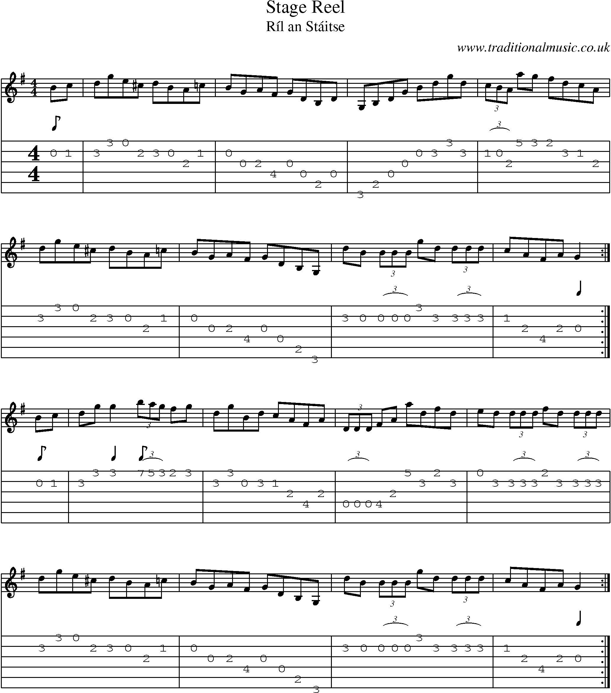 Music Score and Guitar Tabs for Stage Reel