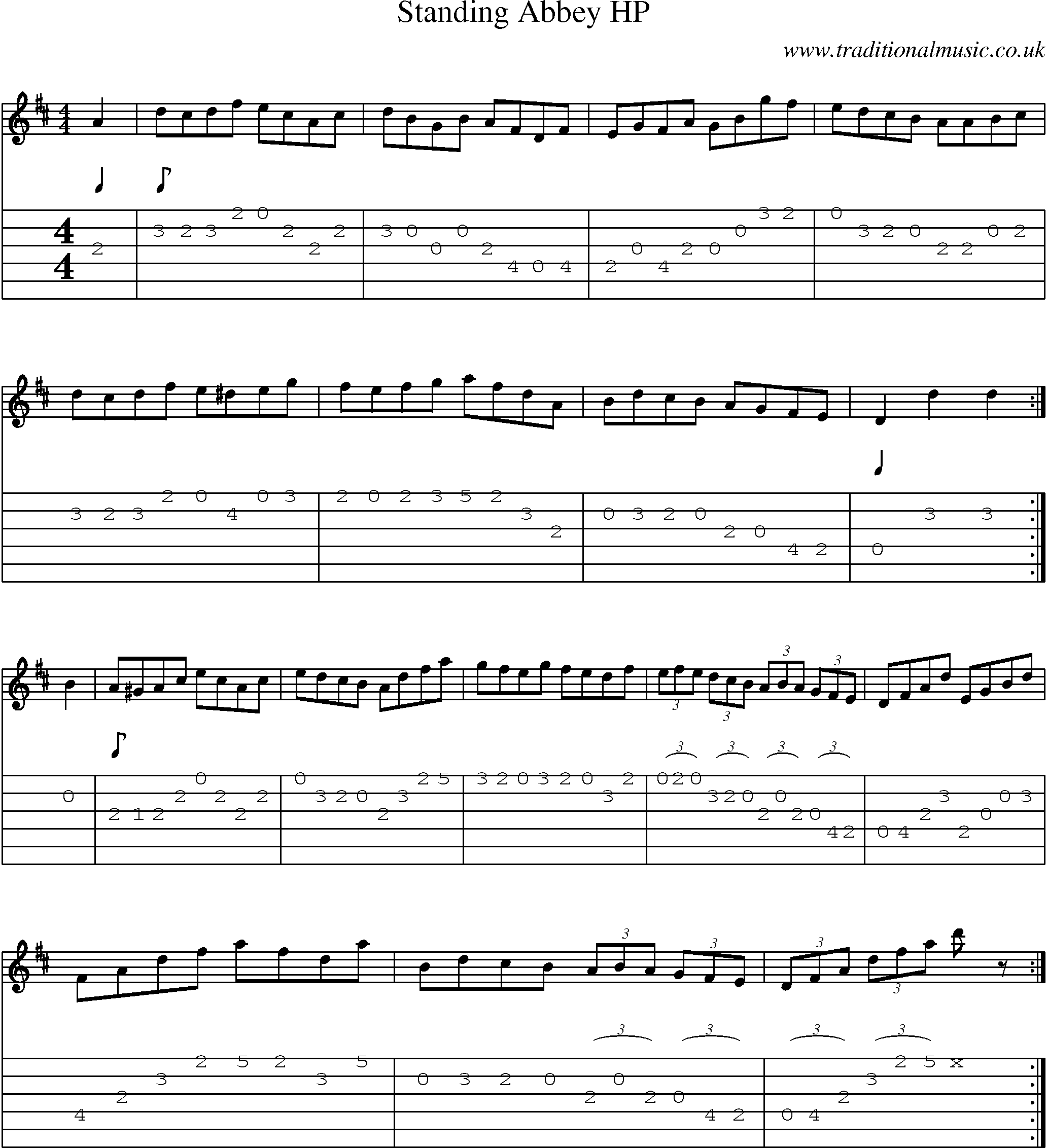 Music Score and Guitar Tabs for Standing Abbey