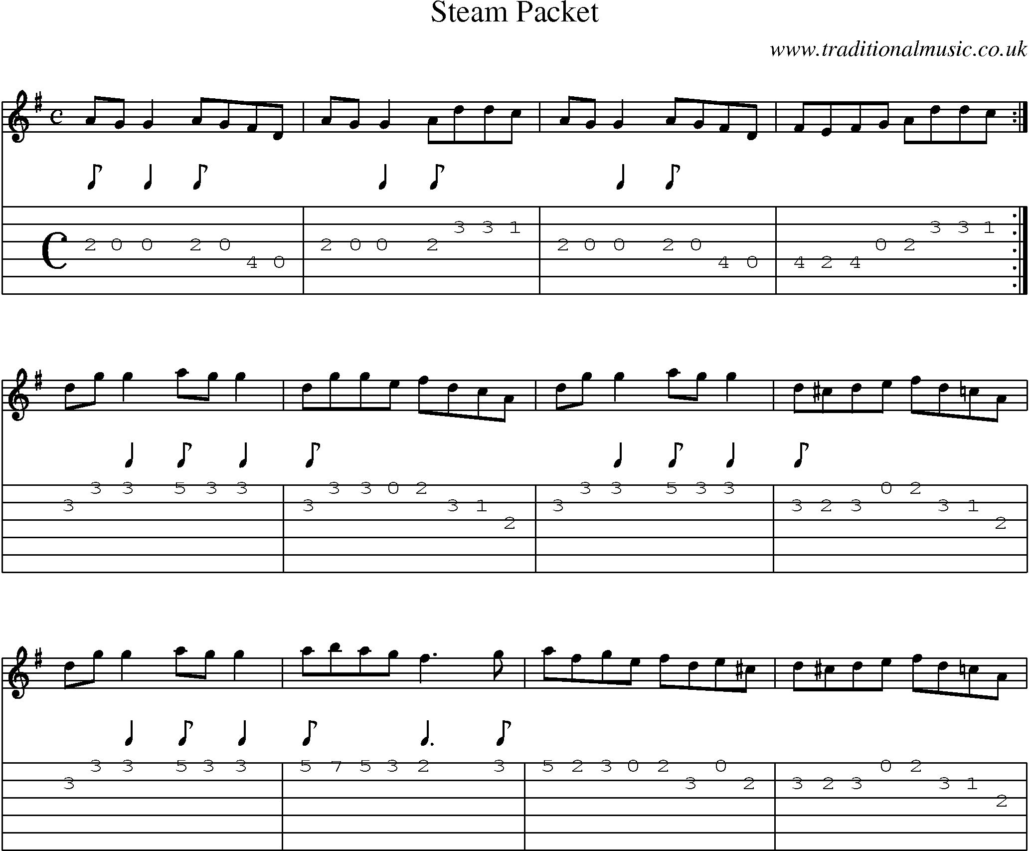 Music Score and Guitar Tabs for Steam Packet