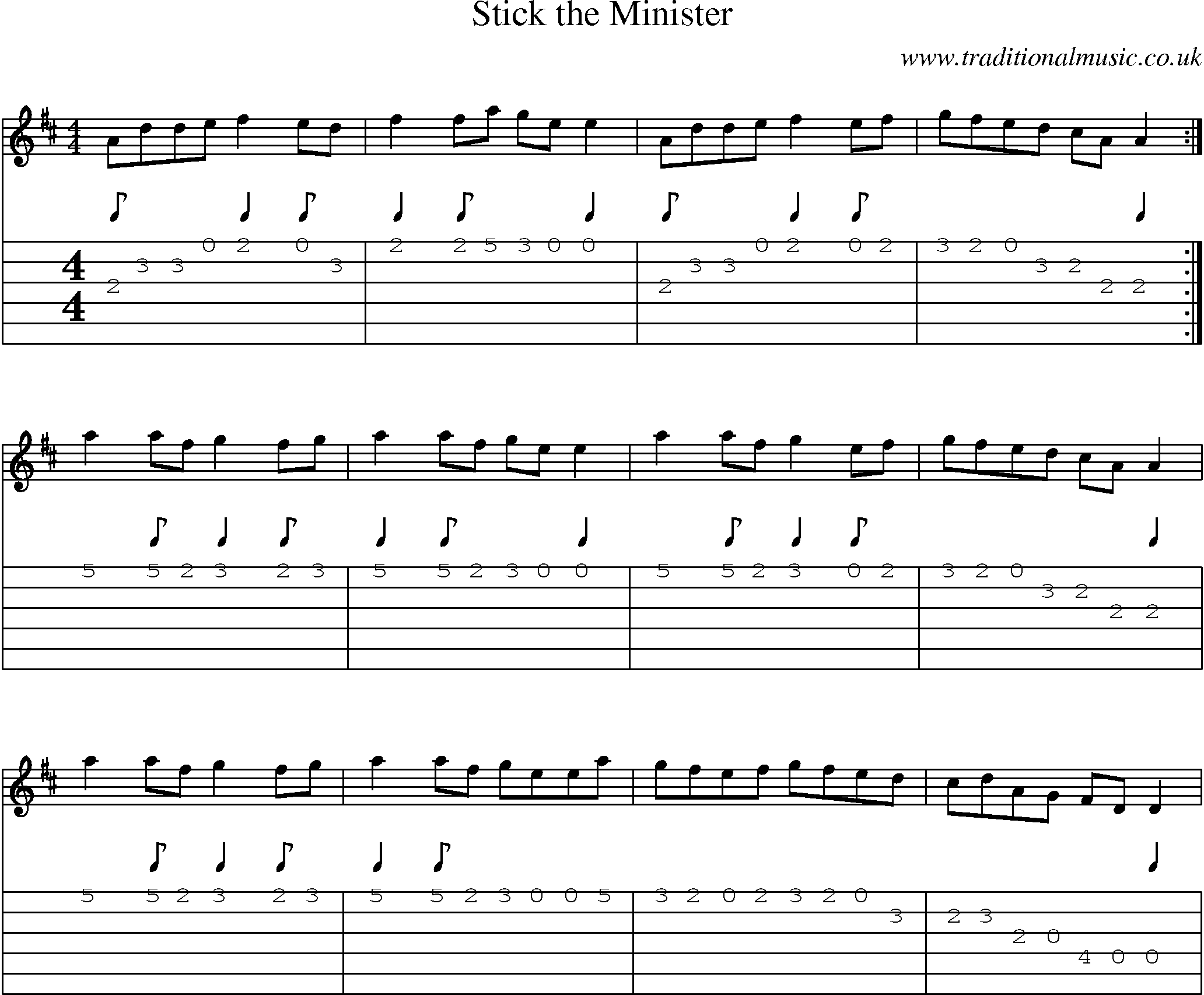 Music Score and Guitar Tabs for Stick Minister