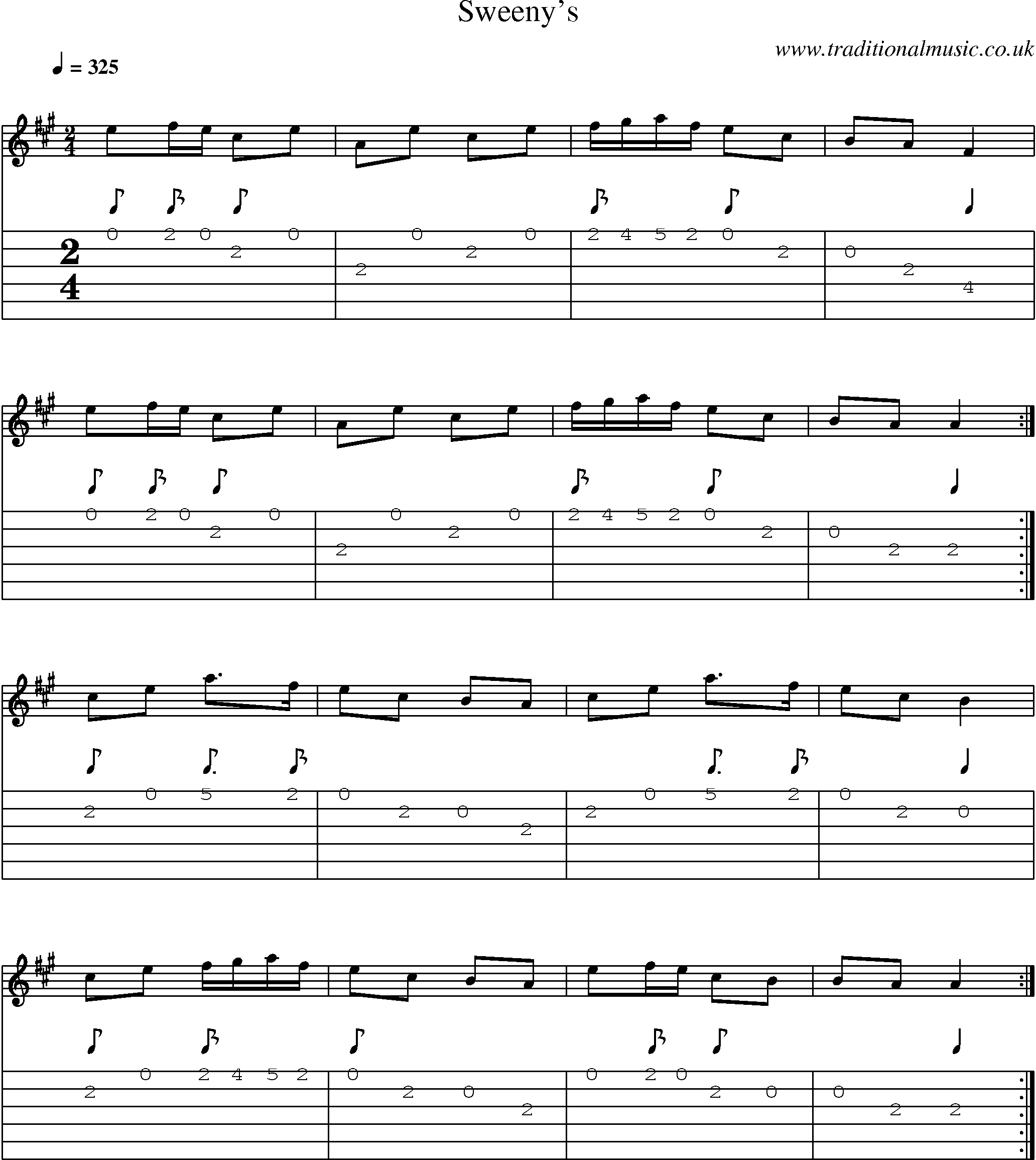 Music Score and Guitar Tabs for Sweenys