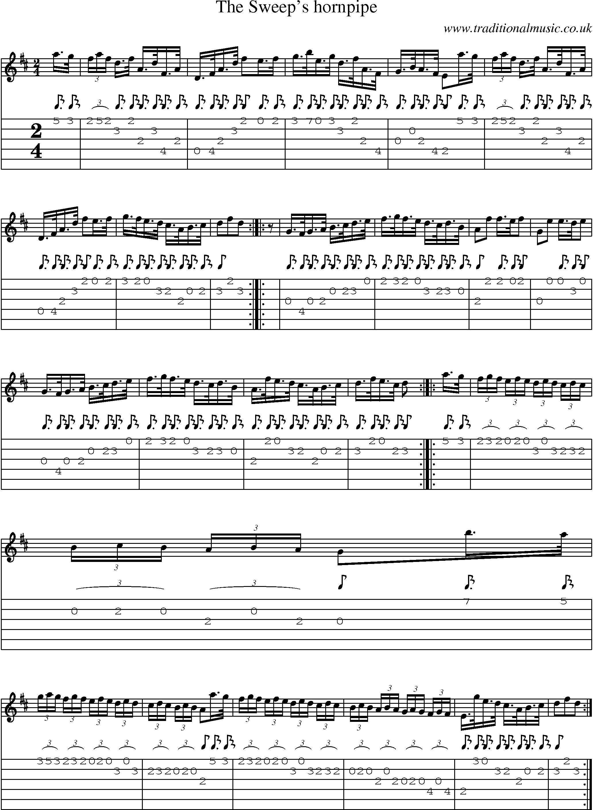 Music Score and Guitar Tabs for Sweeps Hornpipe