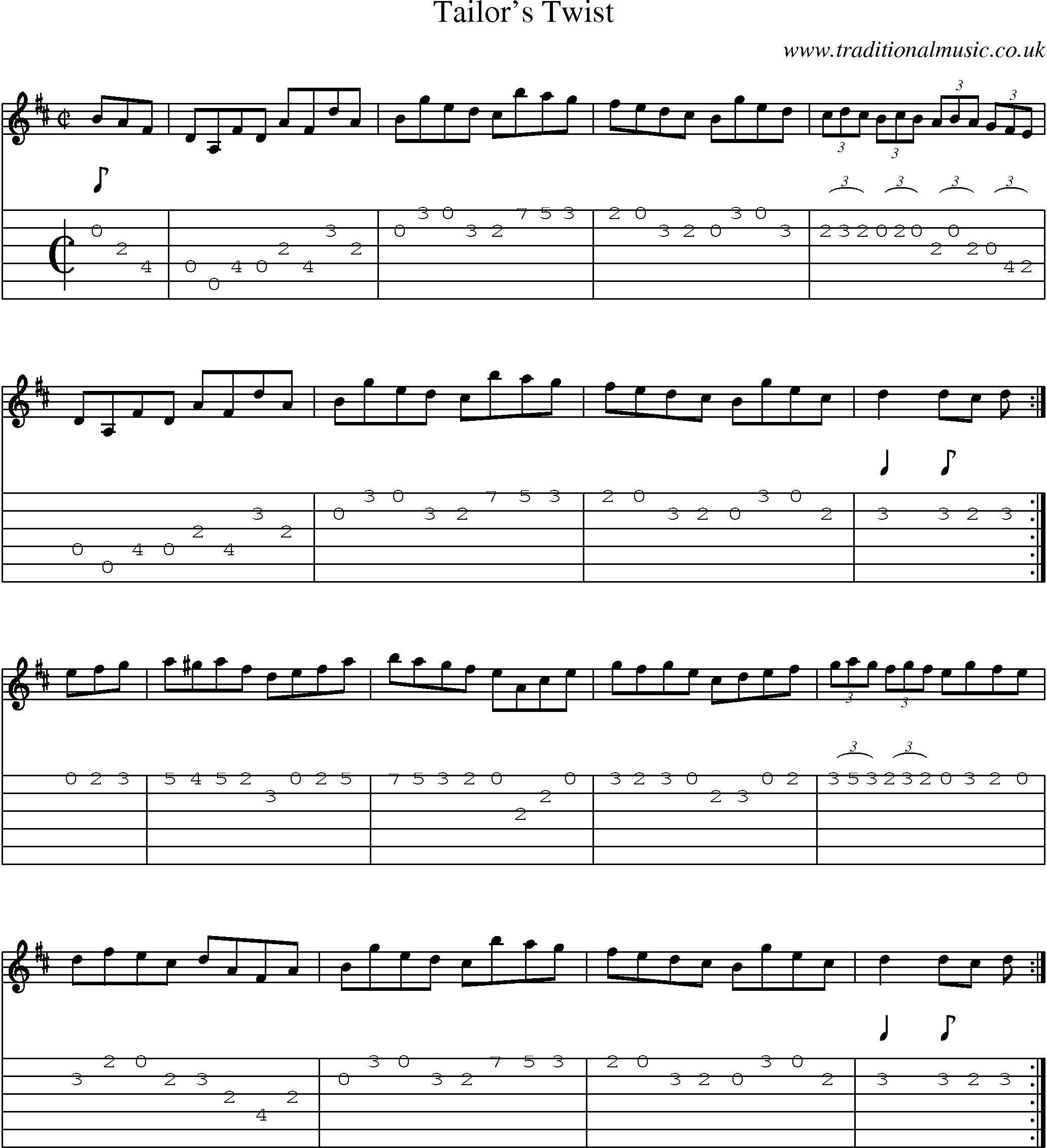 Music Score and Guitar Tabs for Tailors Twist
