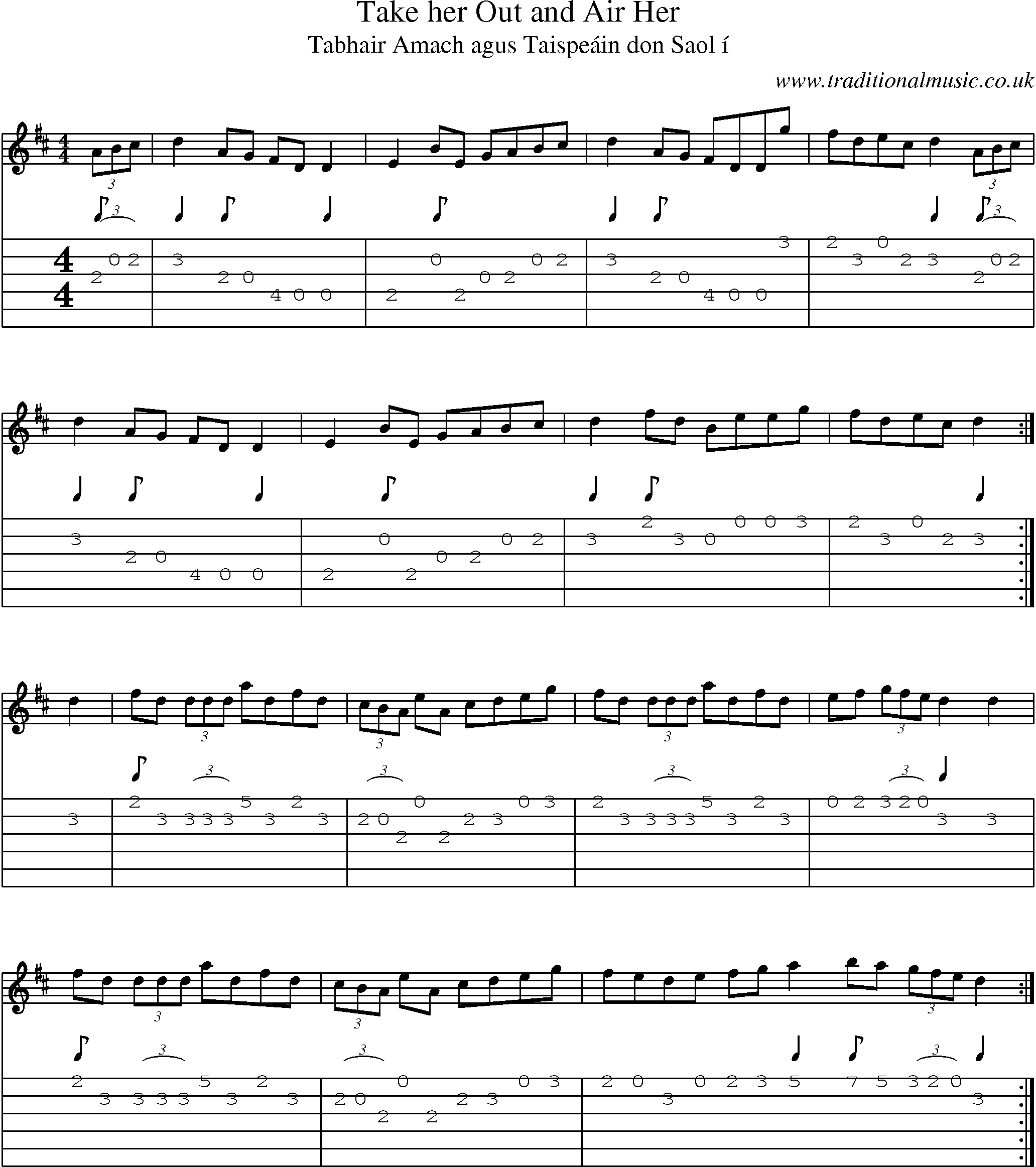 Music Score and Guitar Tabs for Take Her Out And Air Her