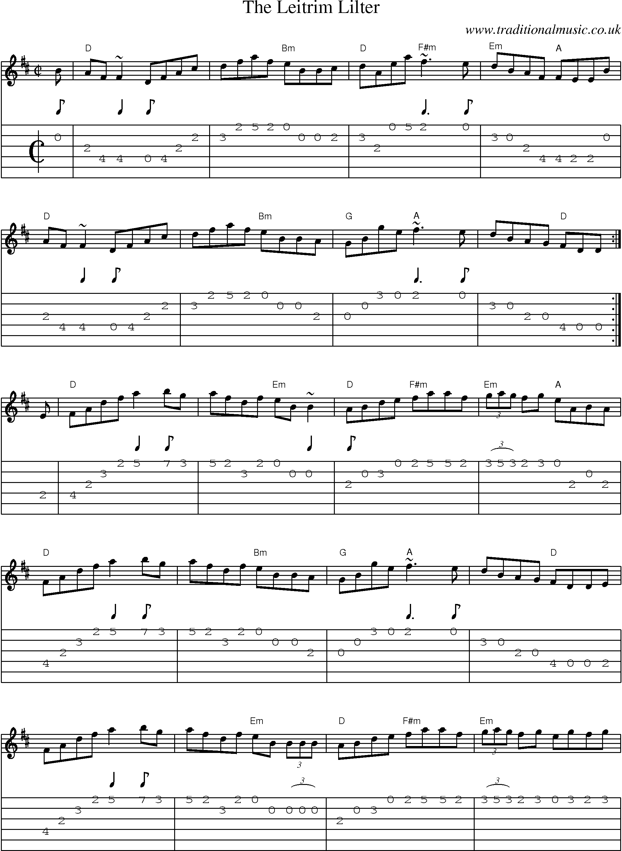 Music Score and Guitar Tabs for The Leitrim Lilter