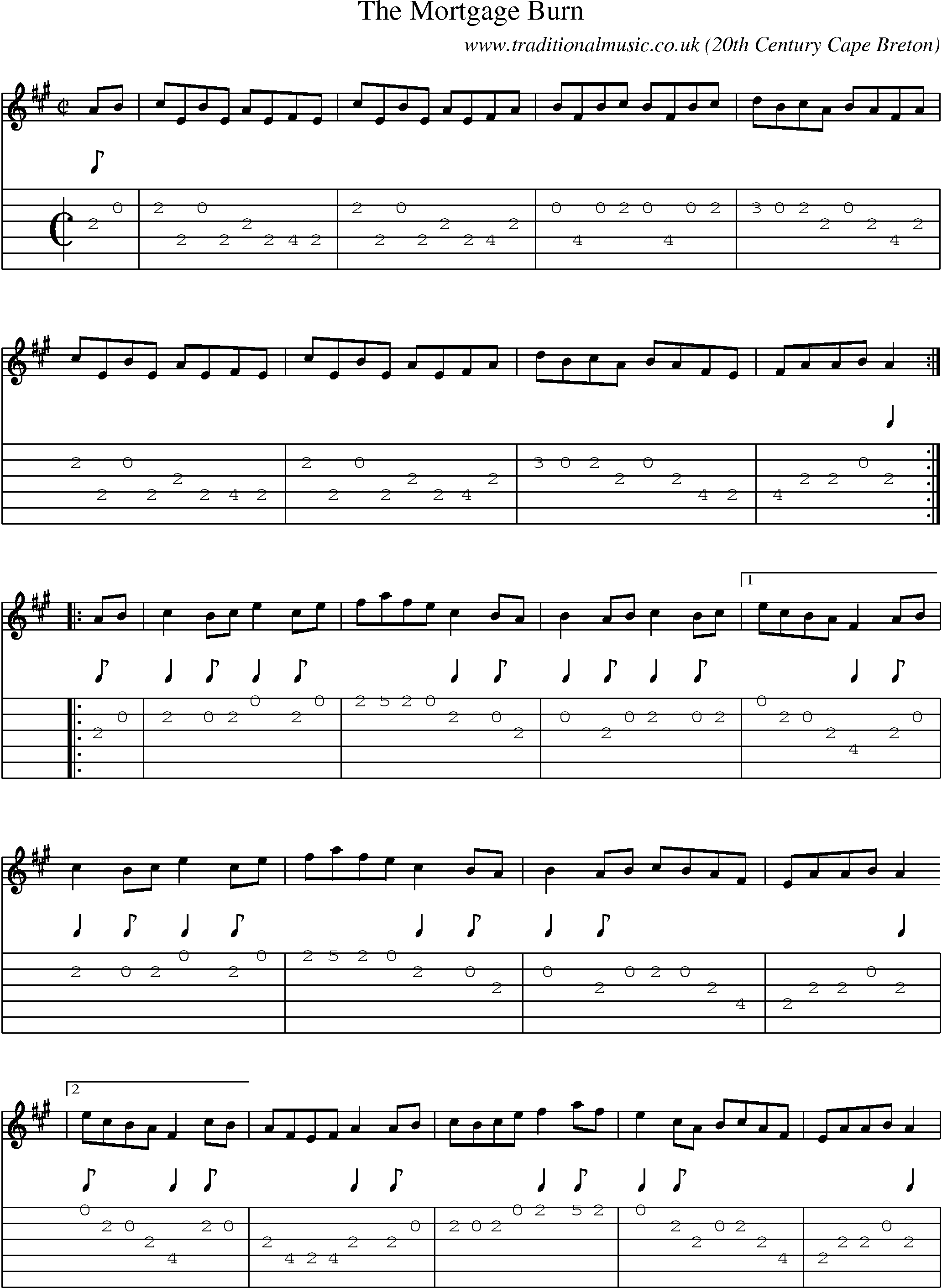 Music Score and Guitar Tabs for The Mortgage Burn