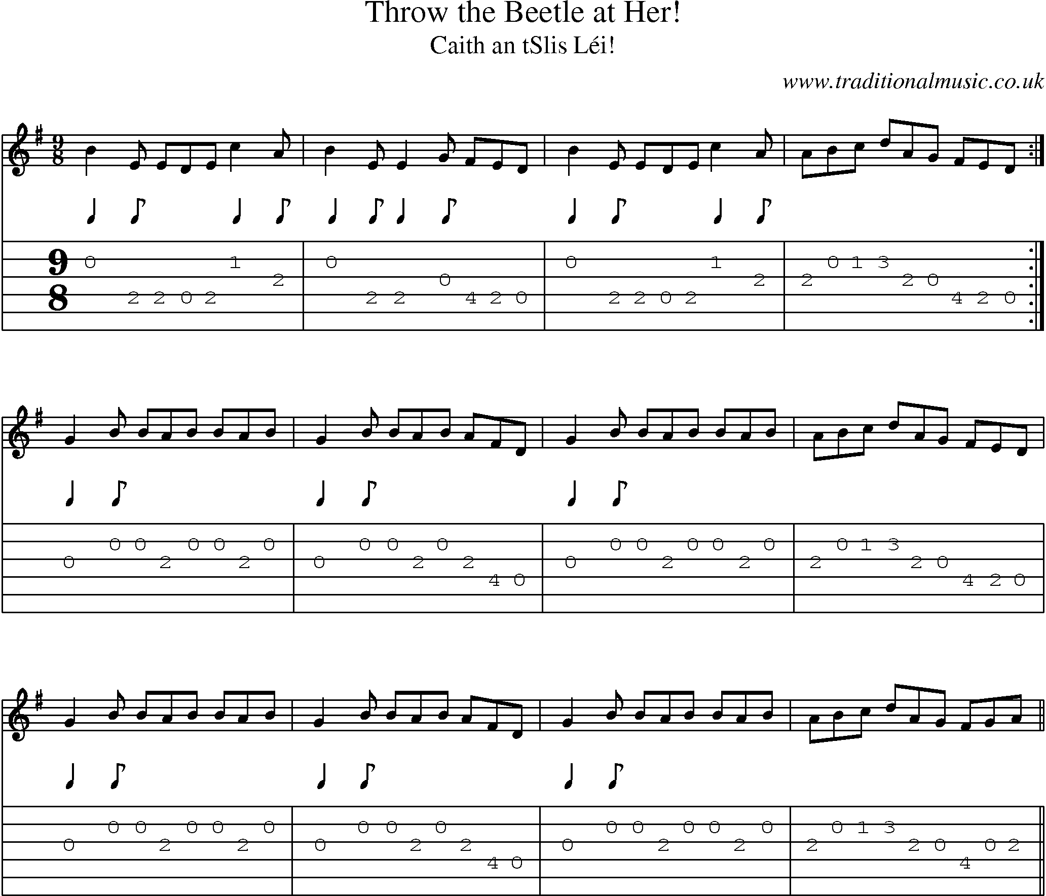 Music Score and Guitar Tabs for Throw Beetle At Her!