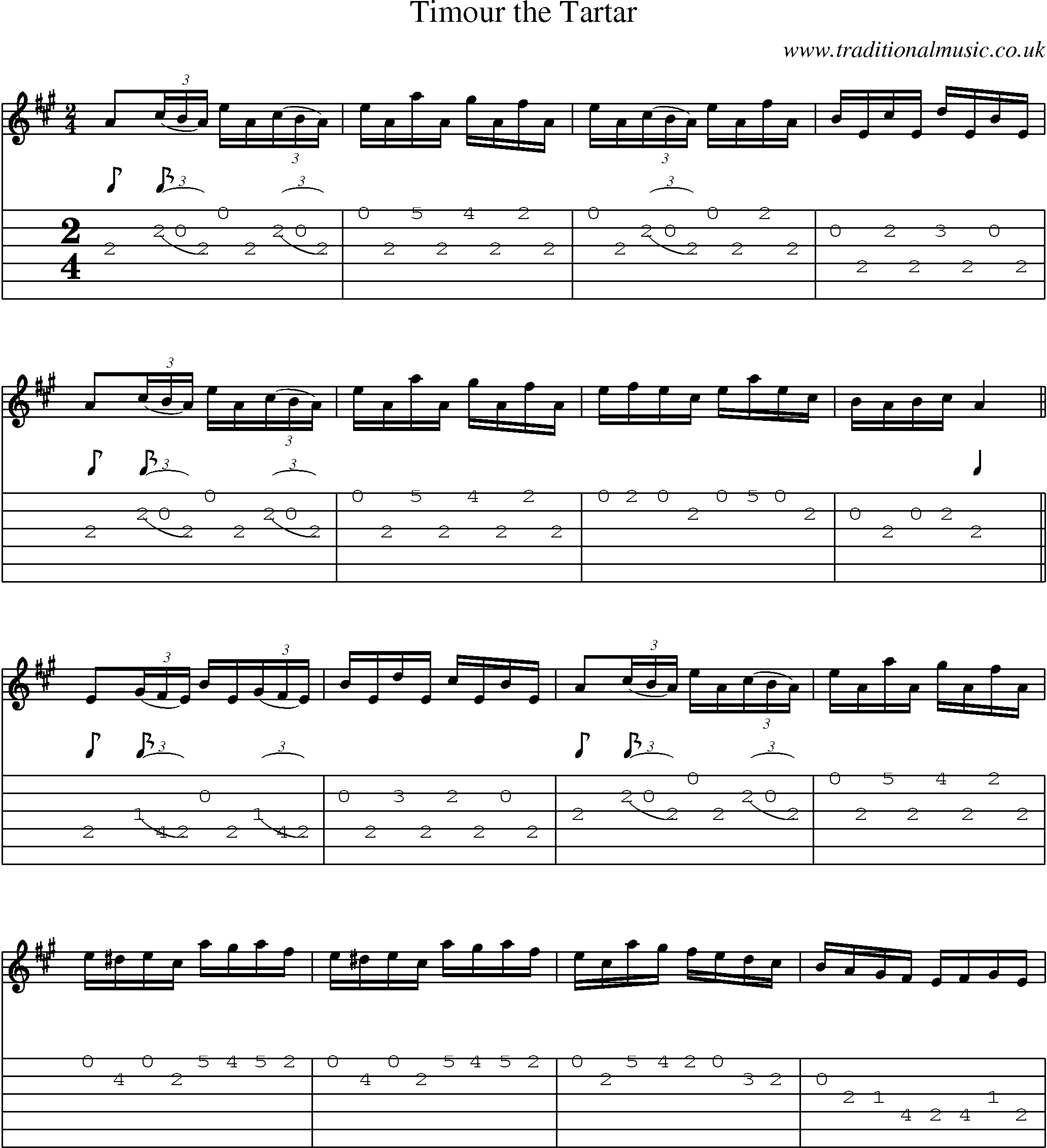 Music Score and Guitar Tabs for Timour Tartar