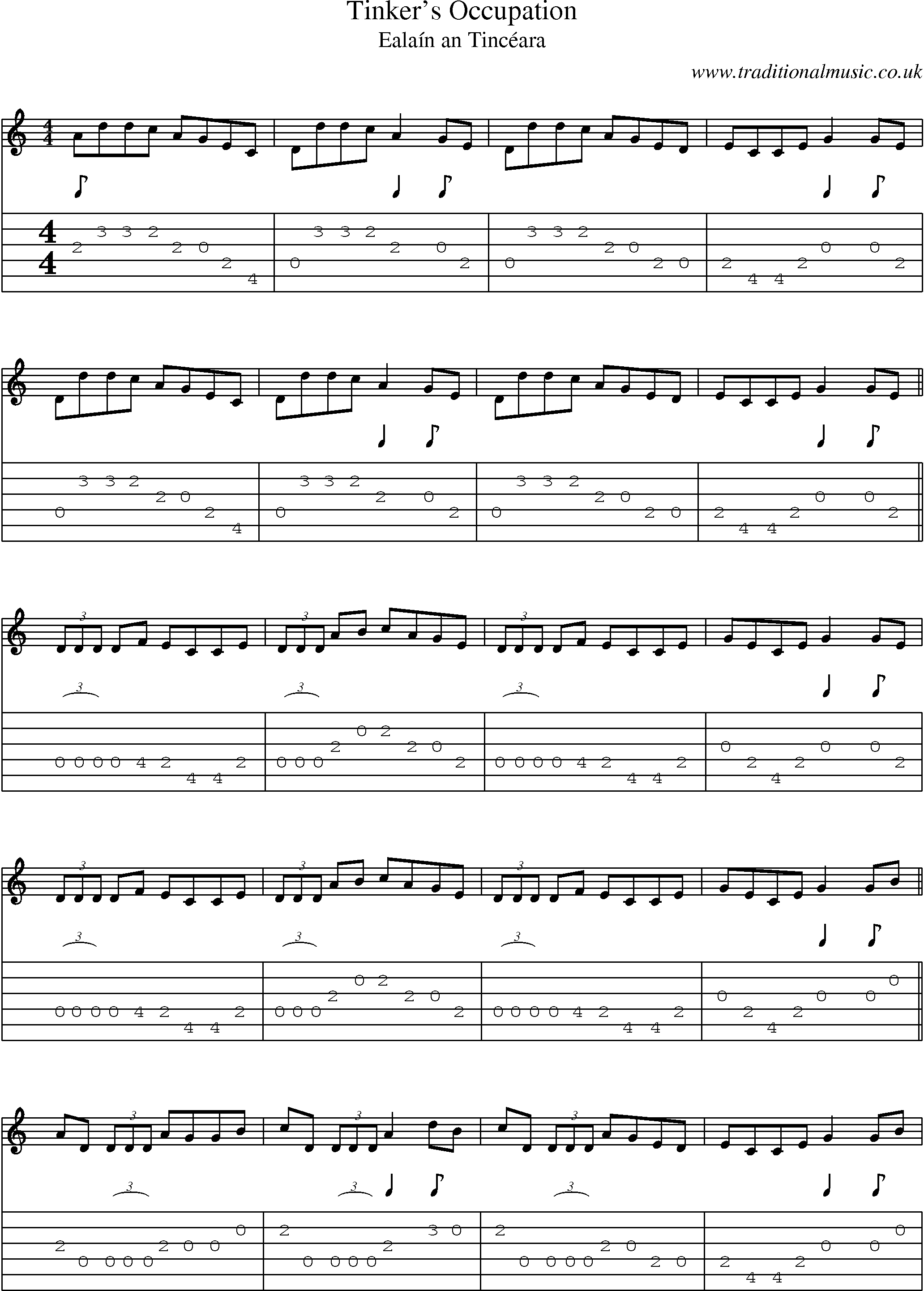 Music Score and Guitar Tabs for Tinkers Occupation