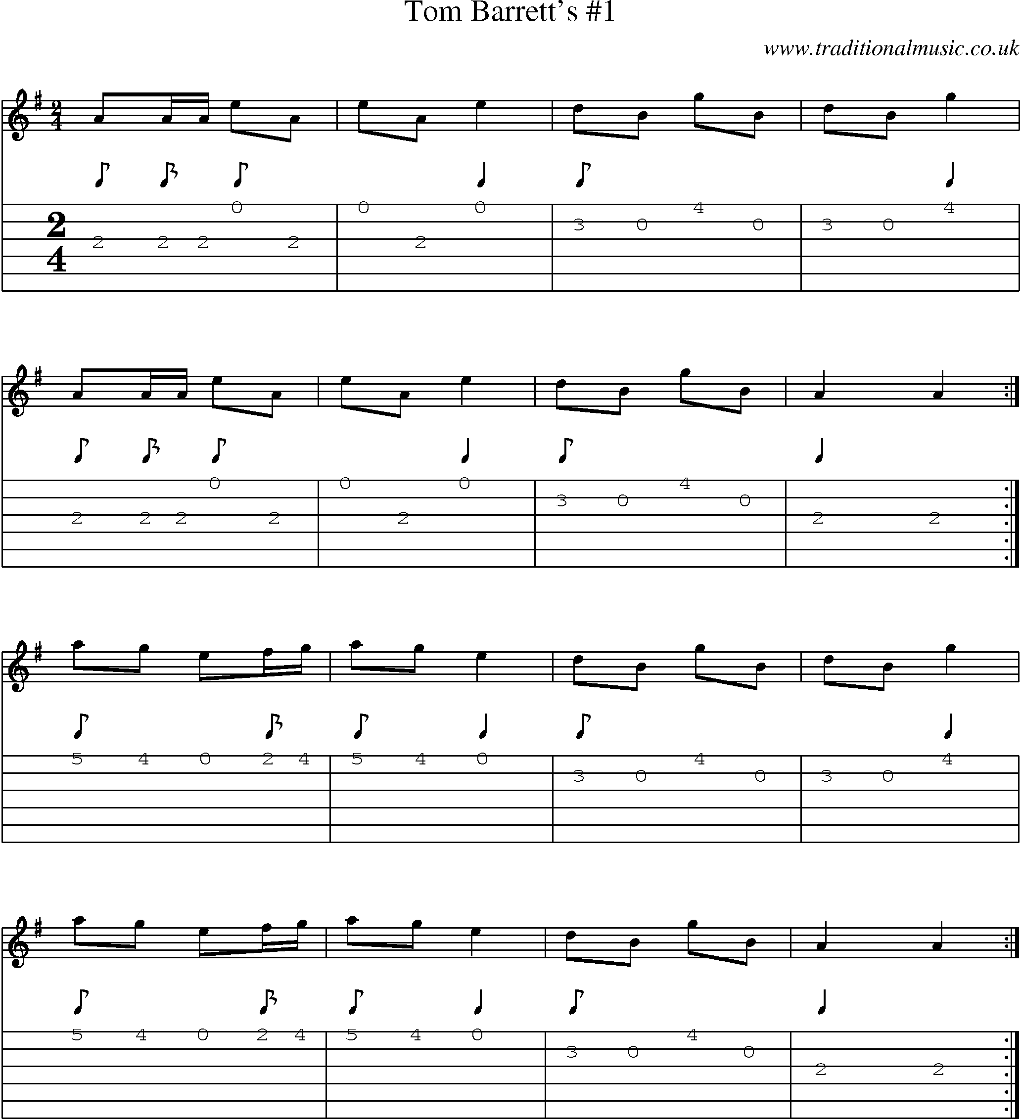 Music Score and Guitar Tabs for Tom Barretts 1