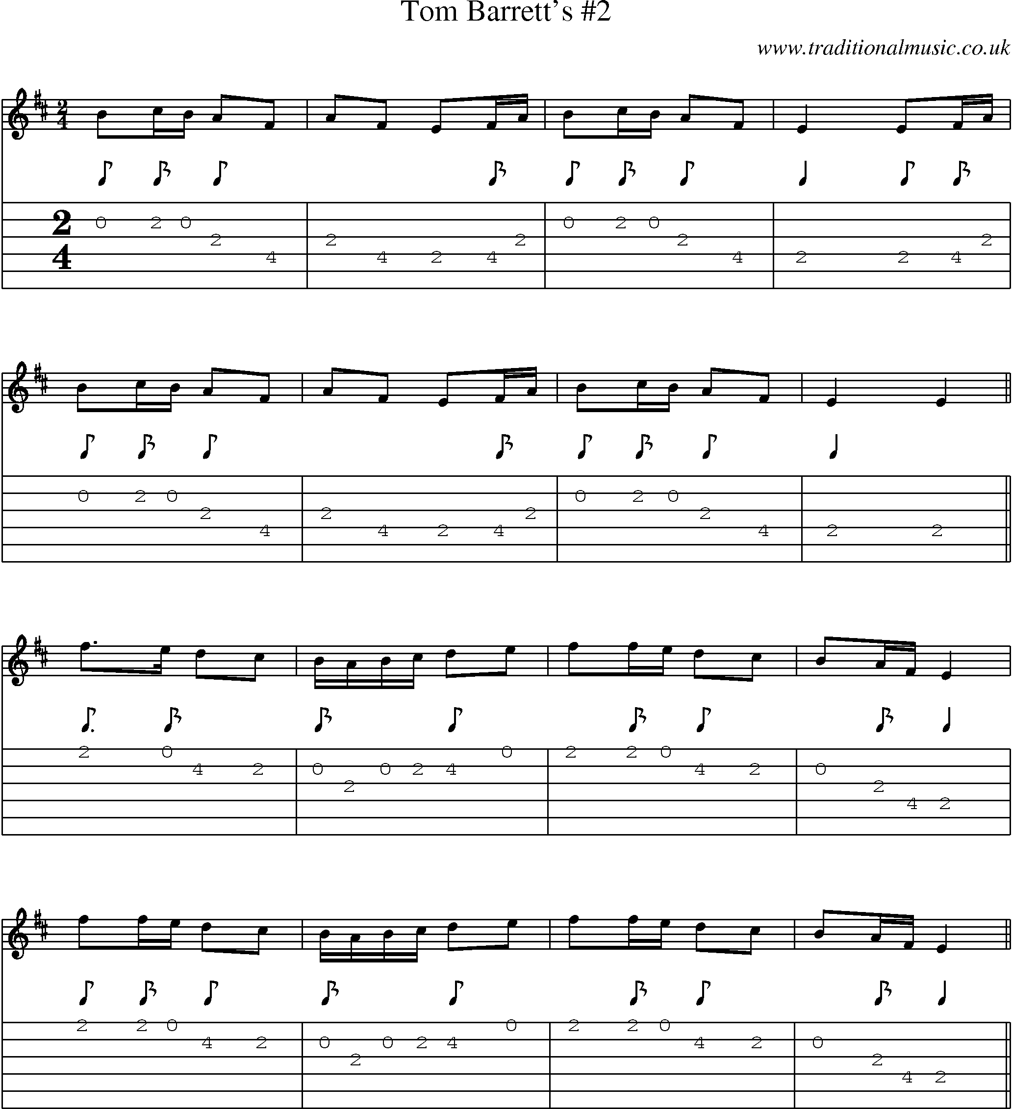 Music Score and Guitar Tabs for Tom Barretts 2