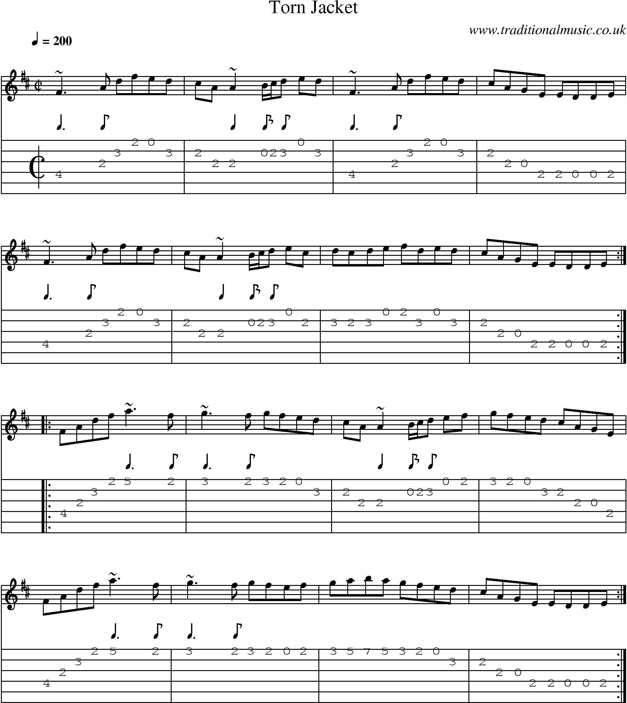 Music Score and Guitar Tabs for Torn Jacket
