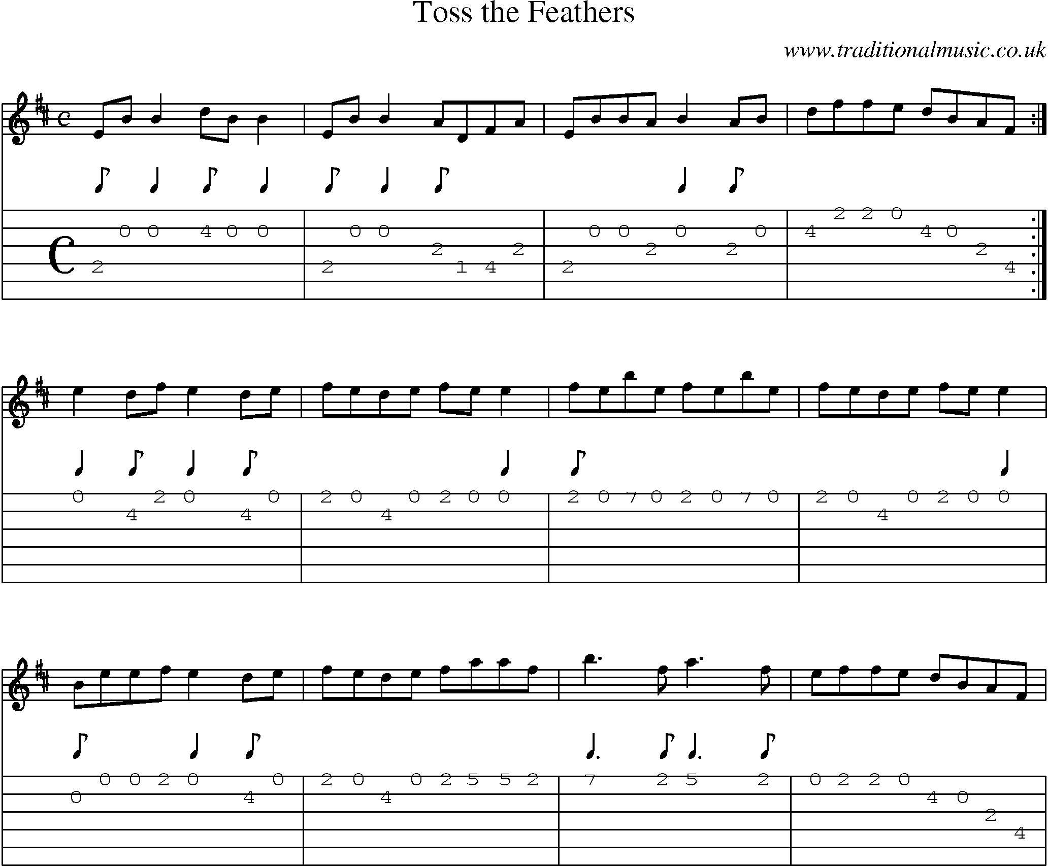 Music Score and Guitar Tabs for Toss Feathers