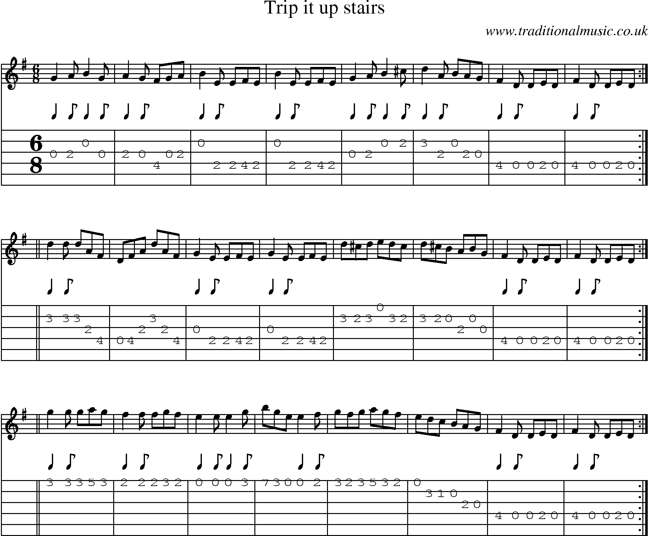 Music Score and Guitar Tabs for Trip It Up Stairs