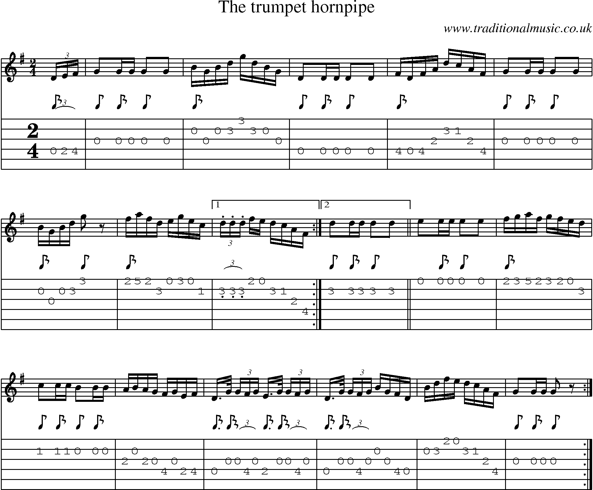 Music Score and Guitar Tabs for Trumpet Hornpipe