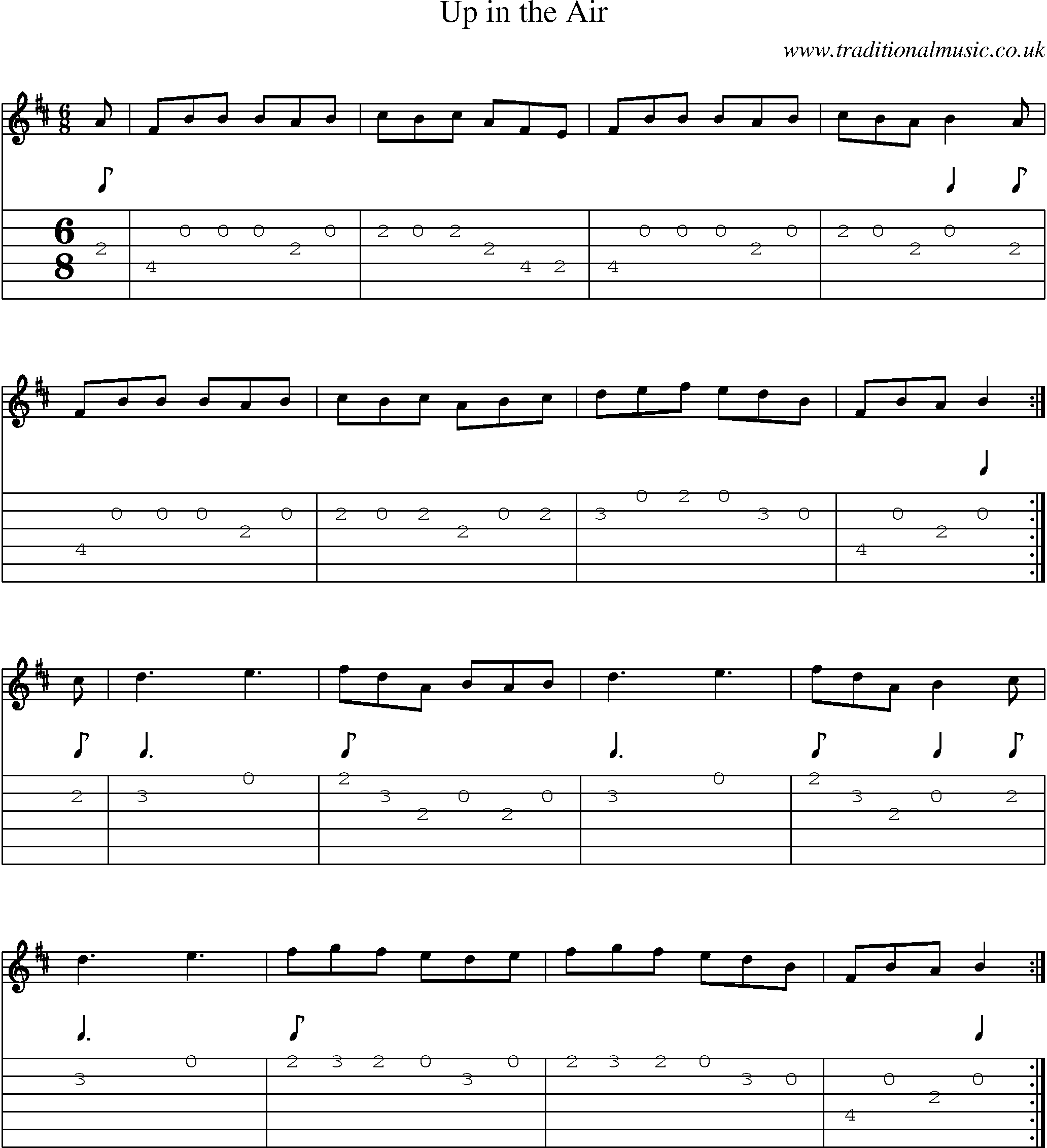 Music Score and Guitar Tabs for Up In Air