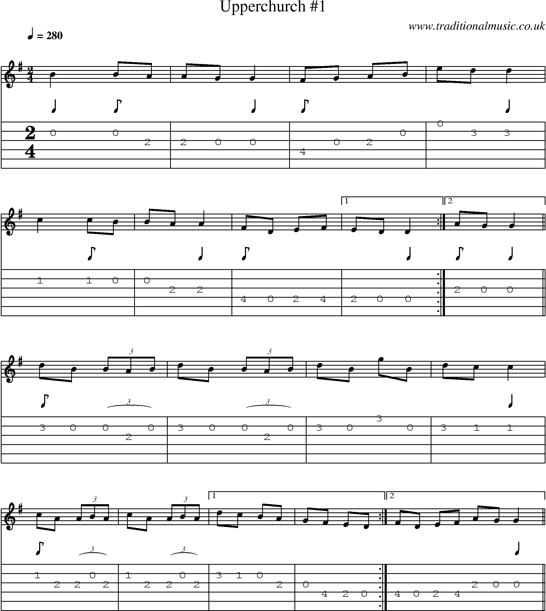 Music Score and Guitar Tabs for Upperchurch 1