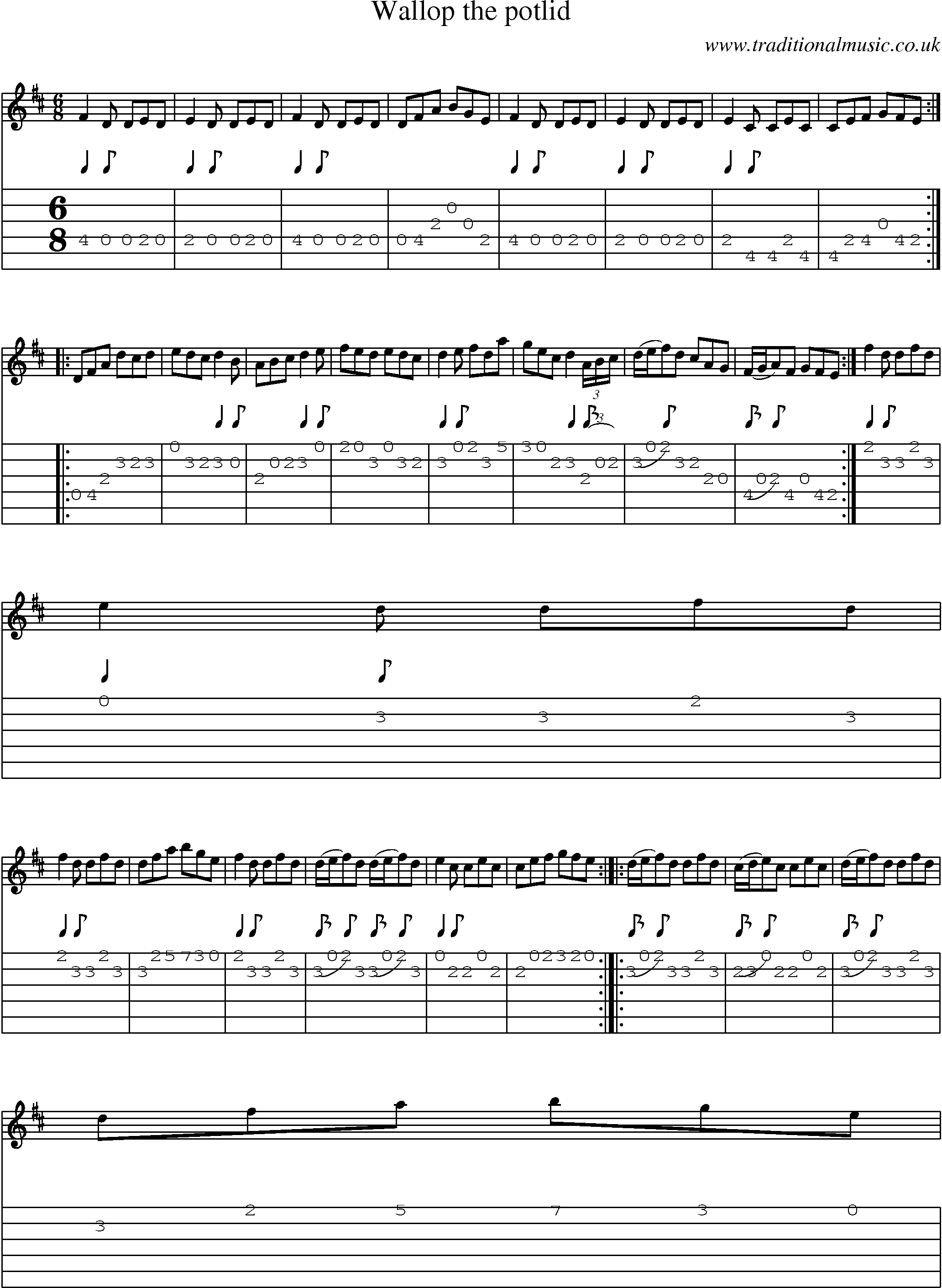 Music Score and Guitar Tabs for Wallop The Potlid