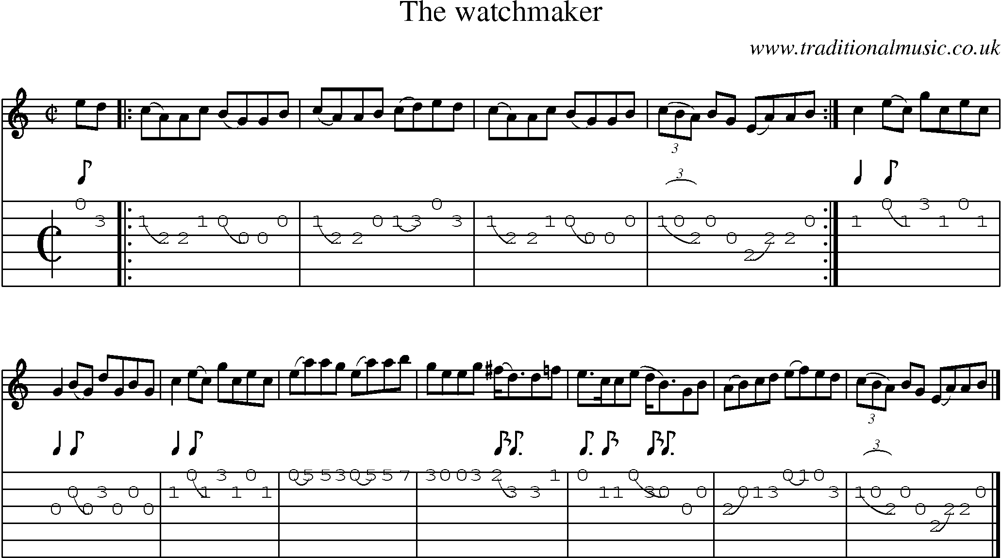 Music Score and Guitar Tabs for Watchmaker