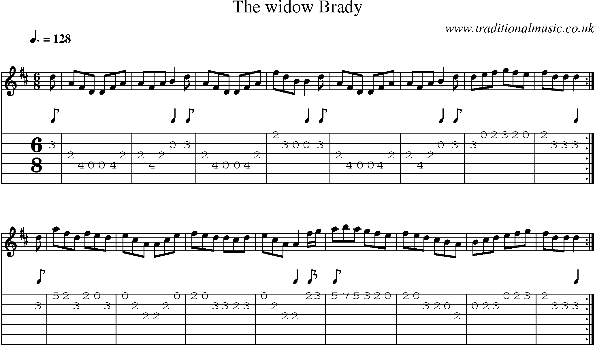 Music Score and Guitar Tabs for Widow Brady