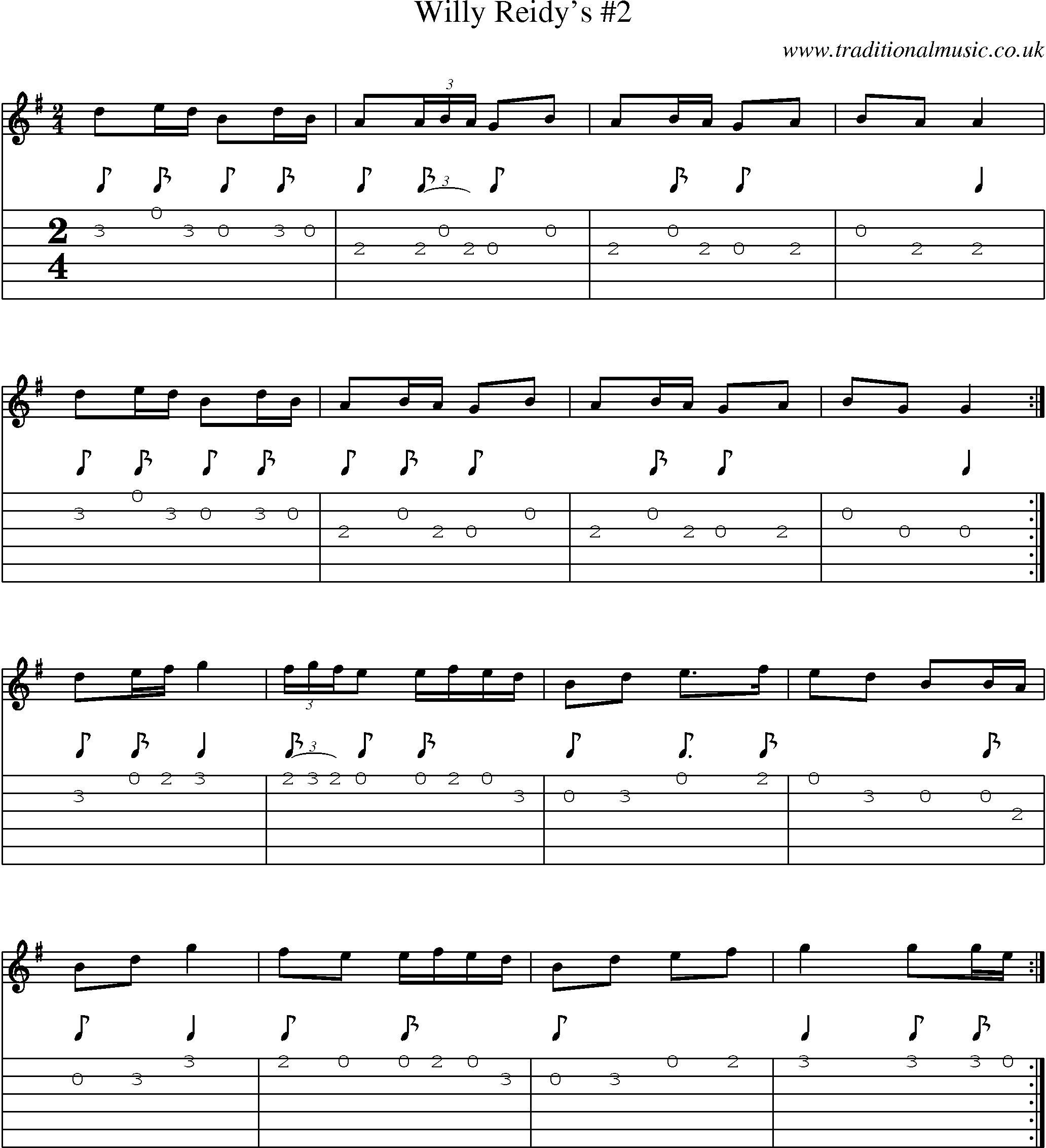 Music Score and Guitar Tabs for Willy Reidys 2