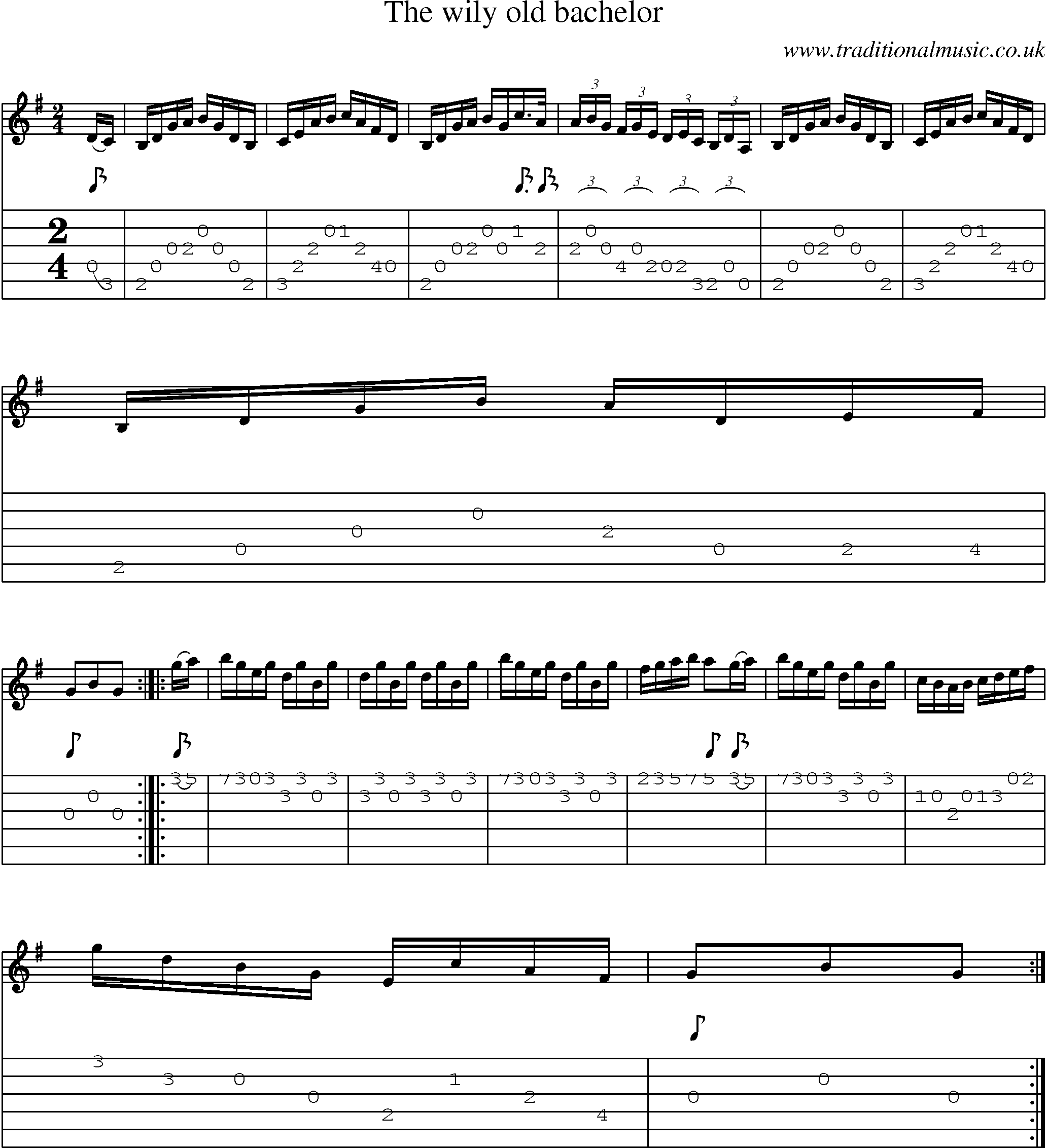 Music Score and Guitar Tabs for Wily Old Bachelor