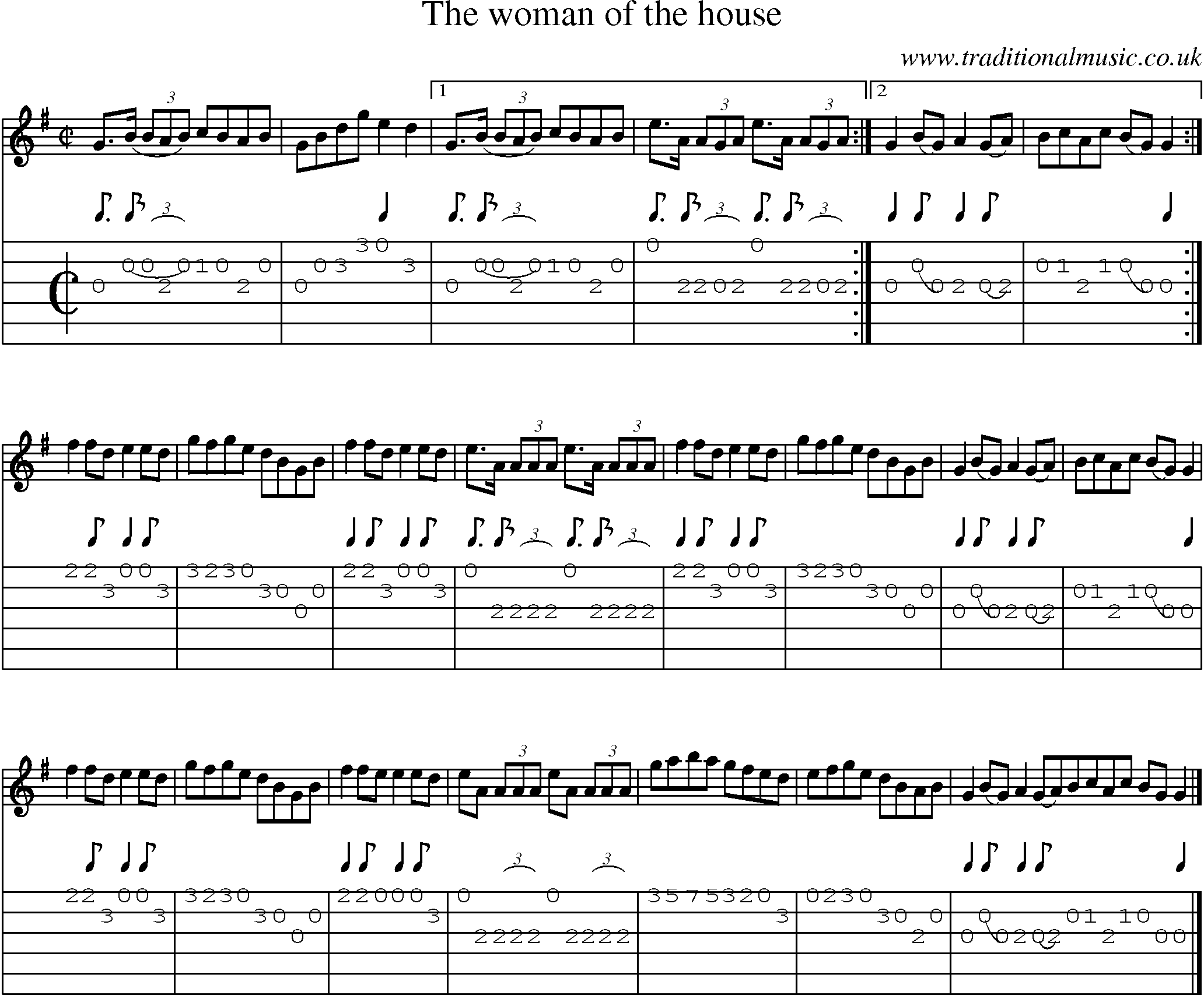 Music Score and Guitar Tabs for Woman Of The House