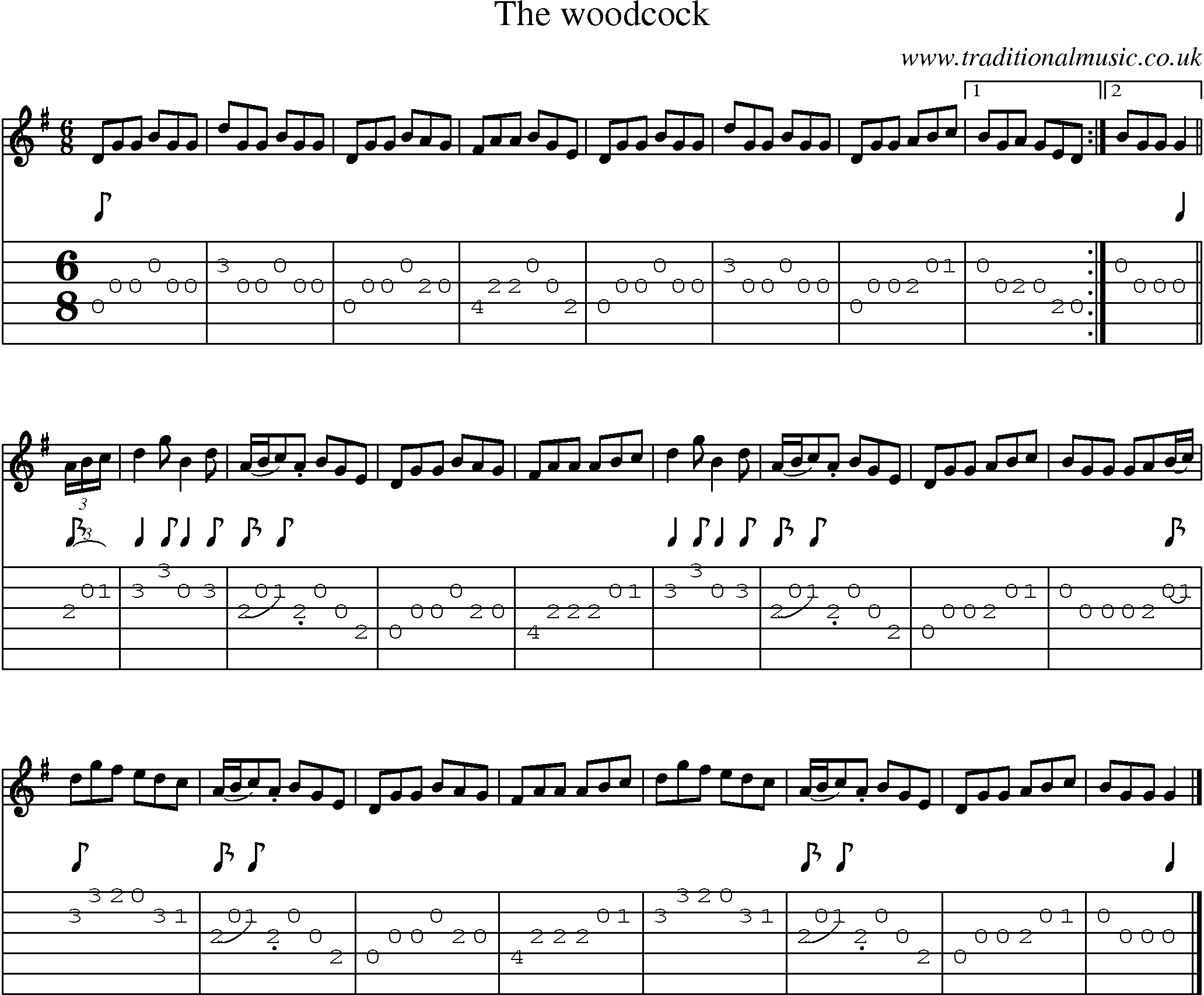 Music Score and Guitar Tabs for Woodcock