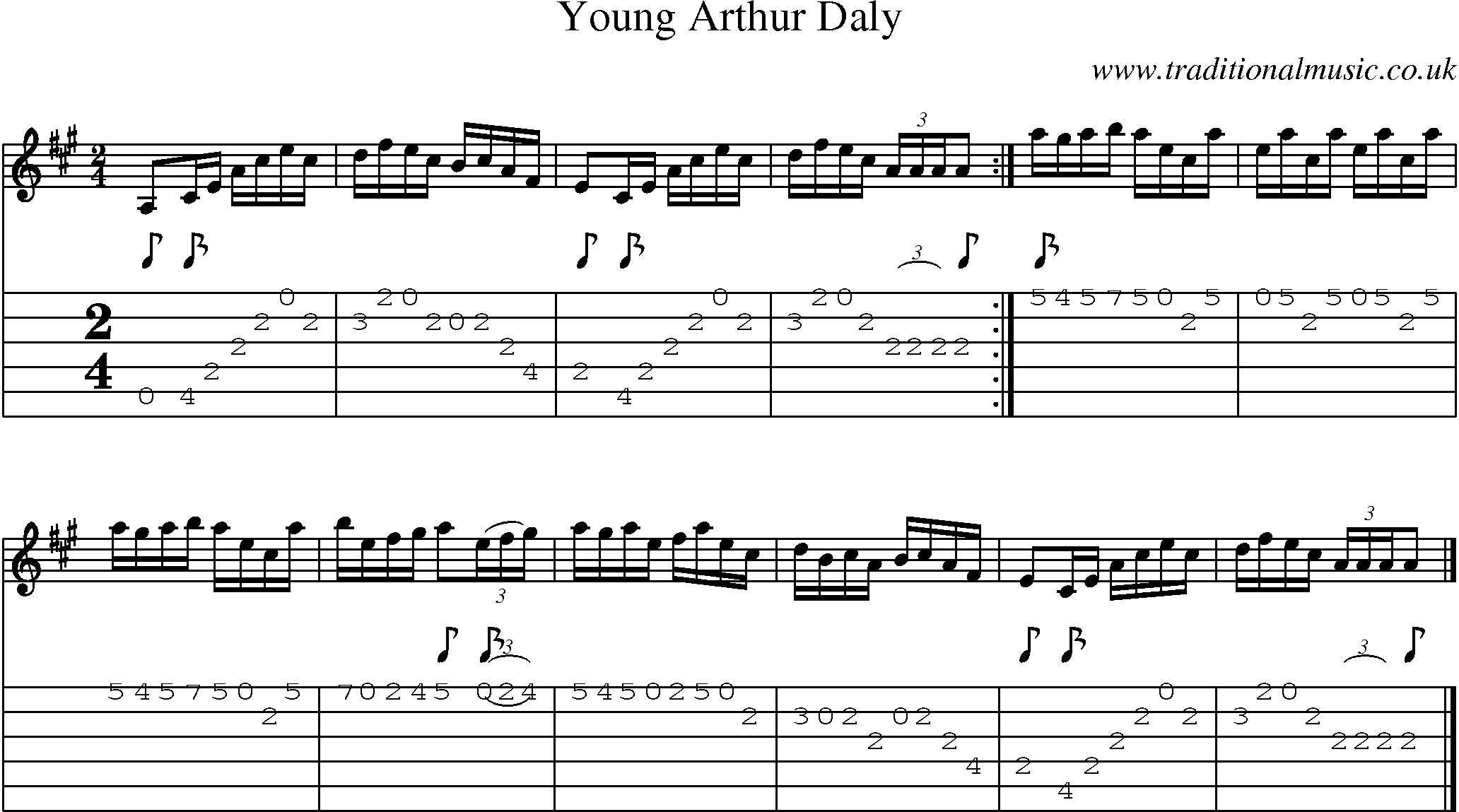 Music Score and Guitar Tabs for Young Arthur Daly