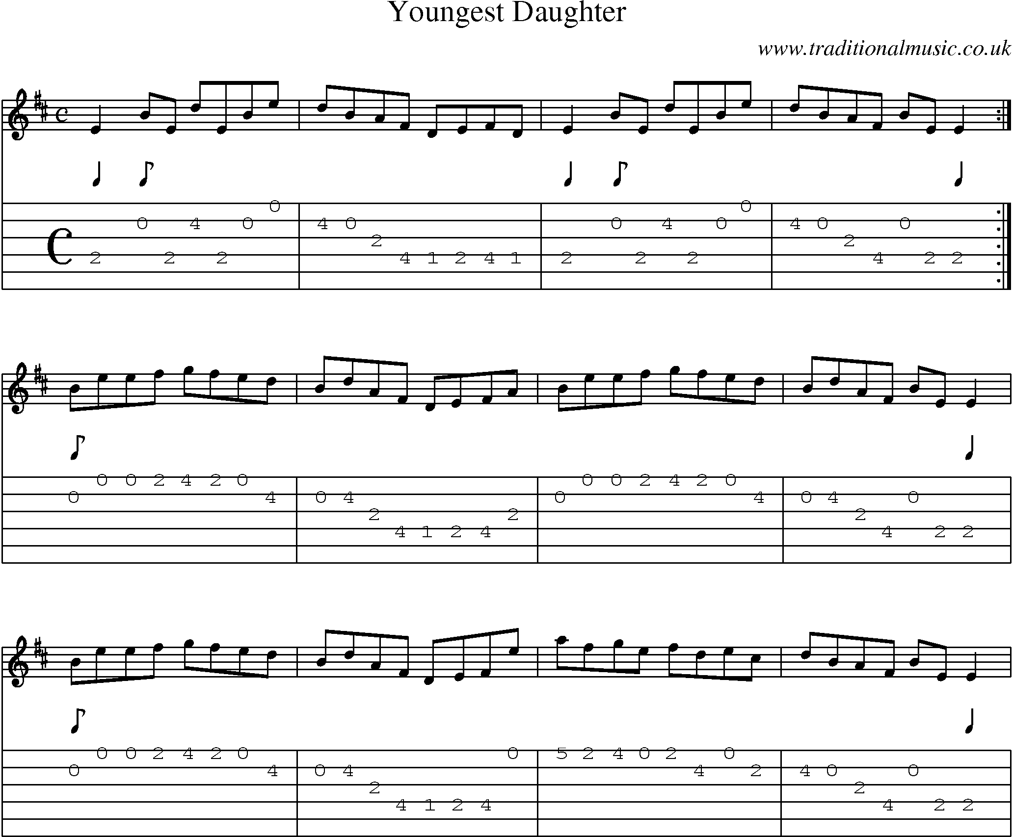 Music Score and Guitar Tabs for Youngest Daughter
