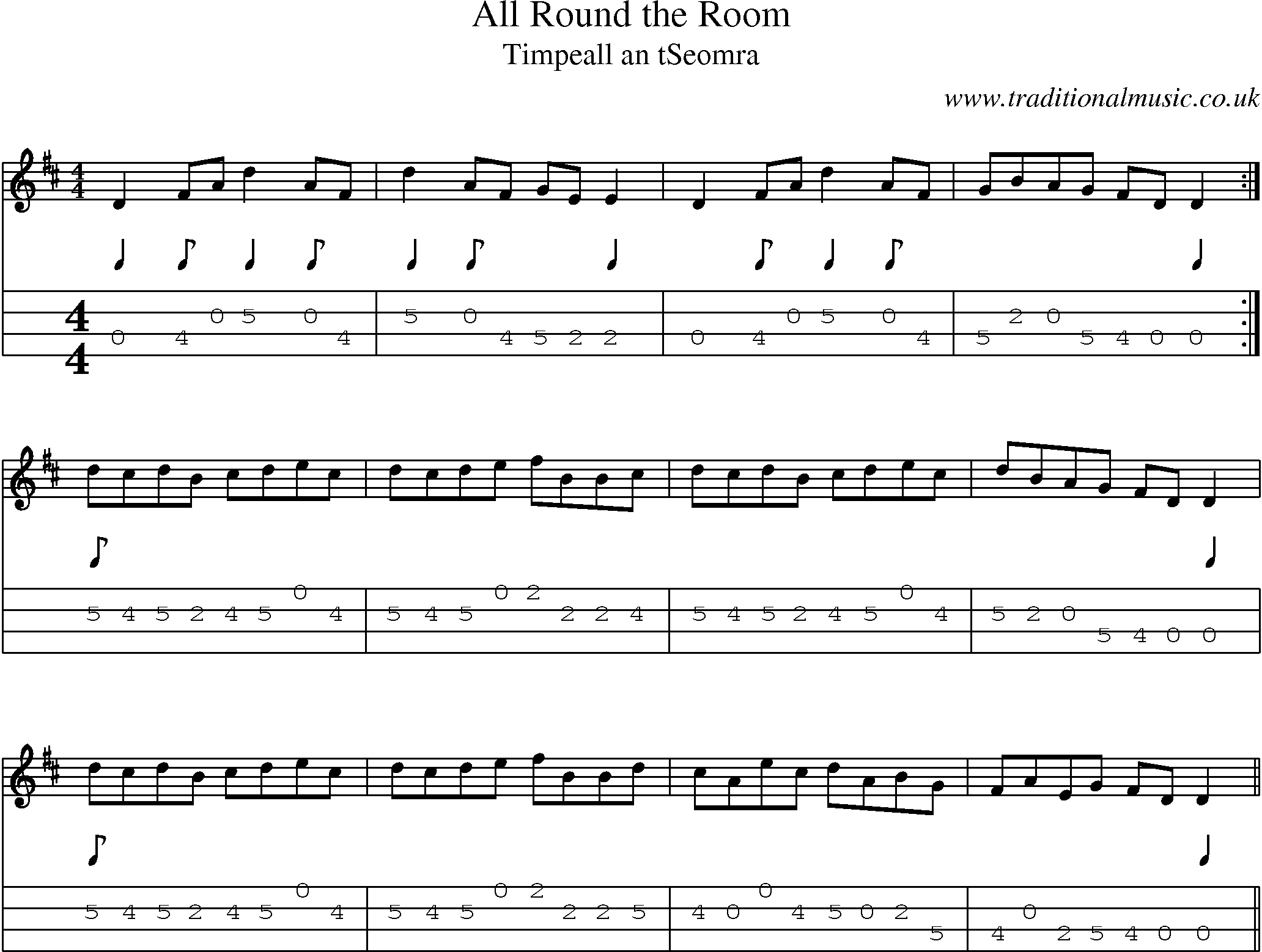 Music Score and Mandolin Tabs for All Round Room