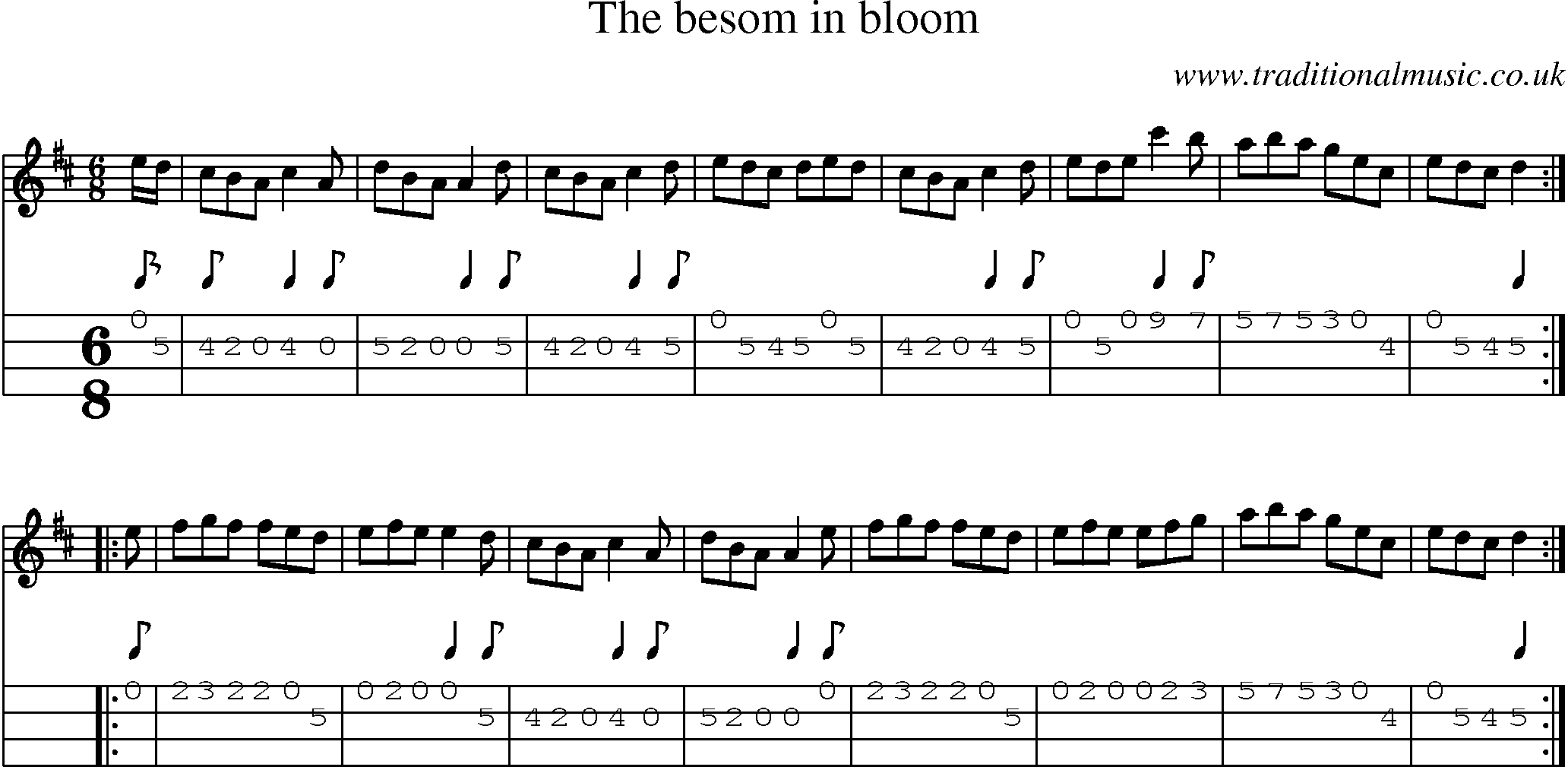 Music Score and Mandolin Tabs for Besom In Bloom