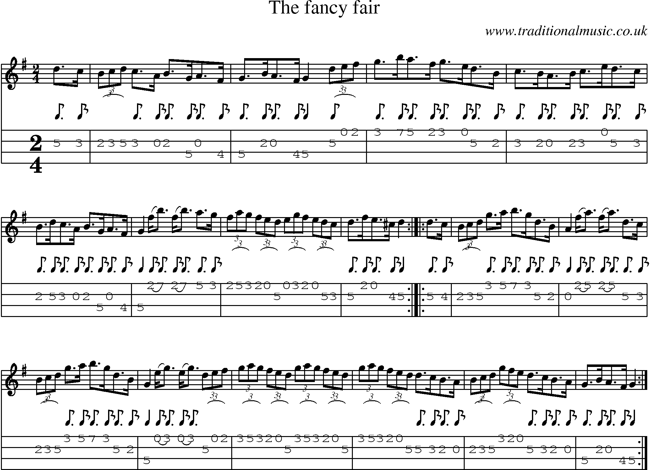 Music Score and Mandolin Tabs for Fancy Fair