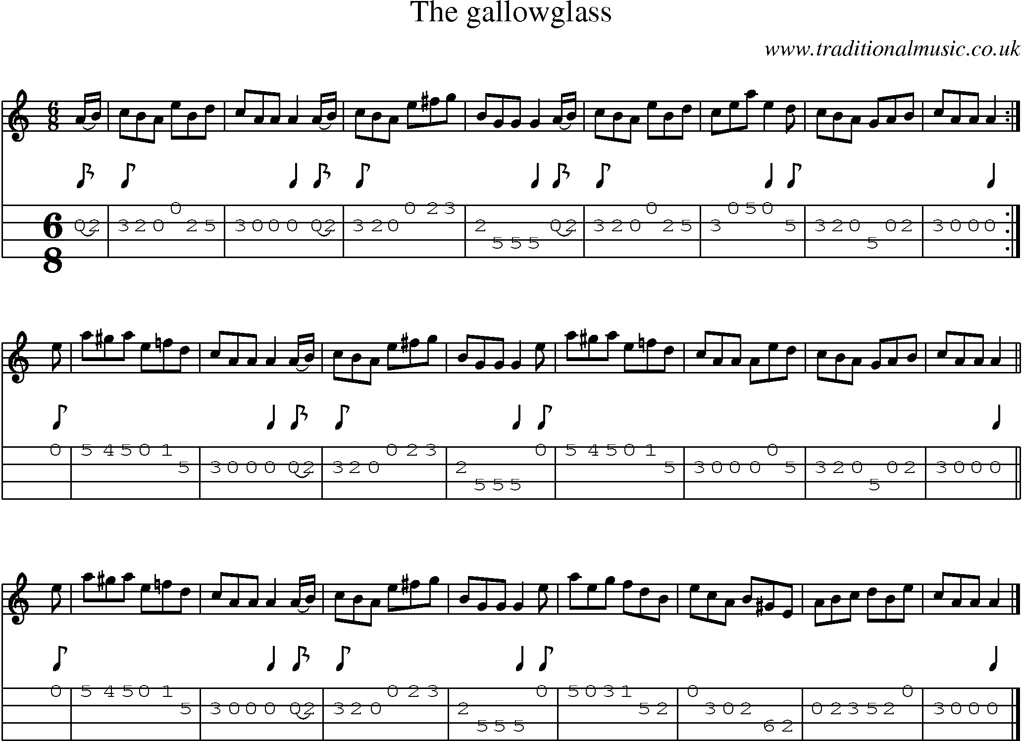 Music Score and Mandolin Tabs for Gallowglass