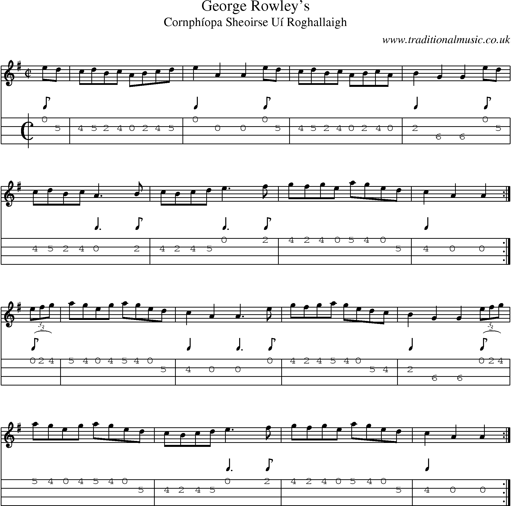 Music Score and Mandolin Tabs for George Rowleys