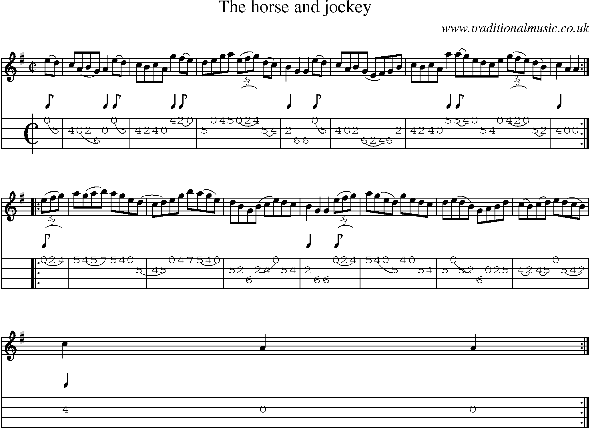 Music Score and Mandolin Tabs for Horse And Jockey