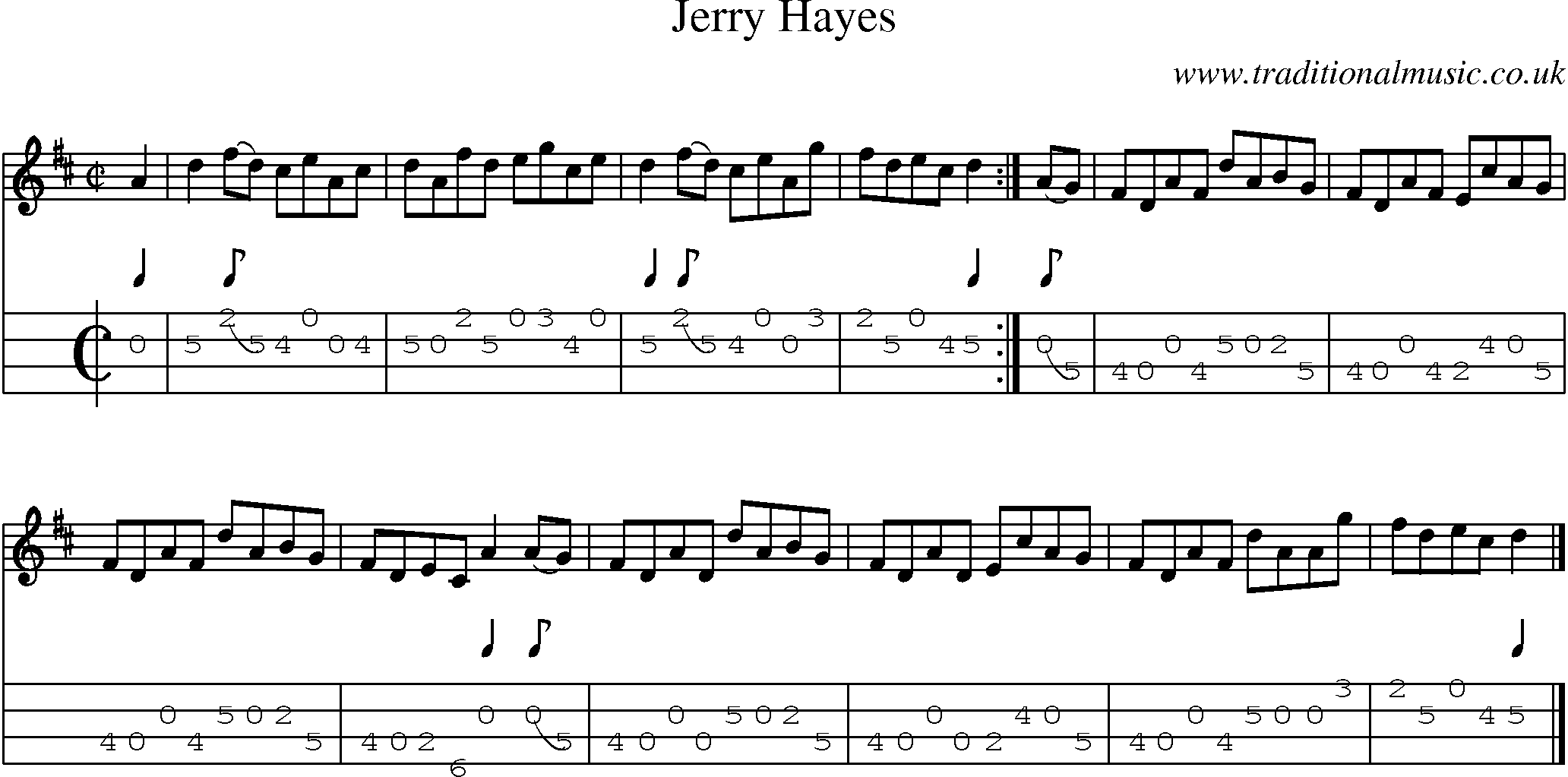 Music Score and Mandolin Tabs for Jerry Hayes