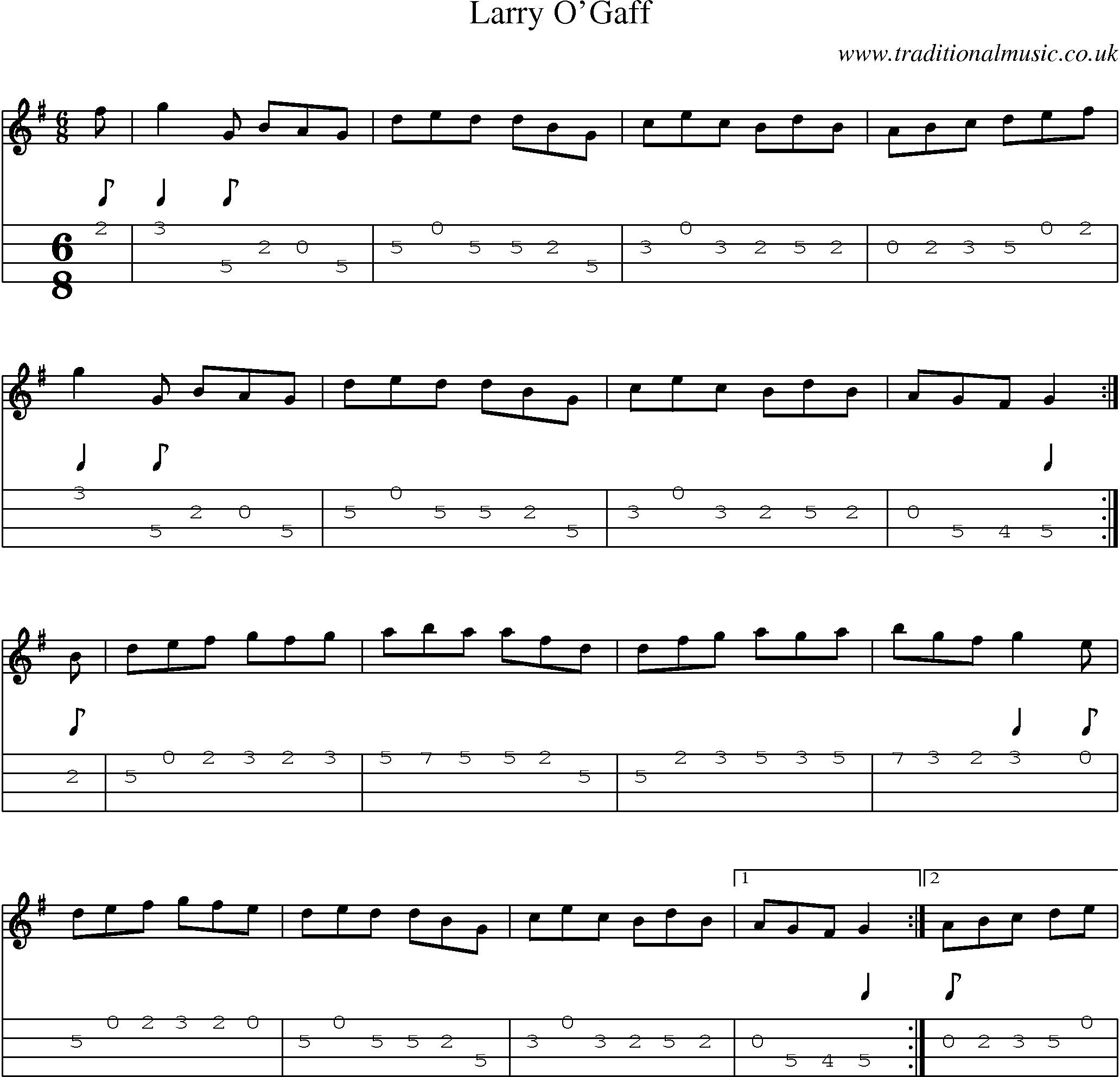 Music Score and Mandolin Tabs for Larry Ogaff